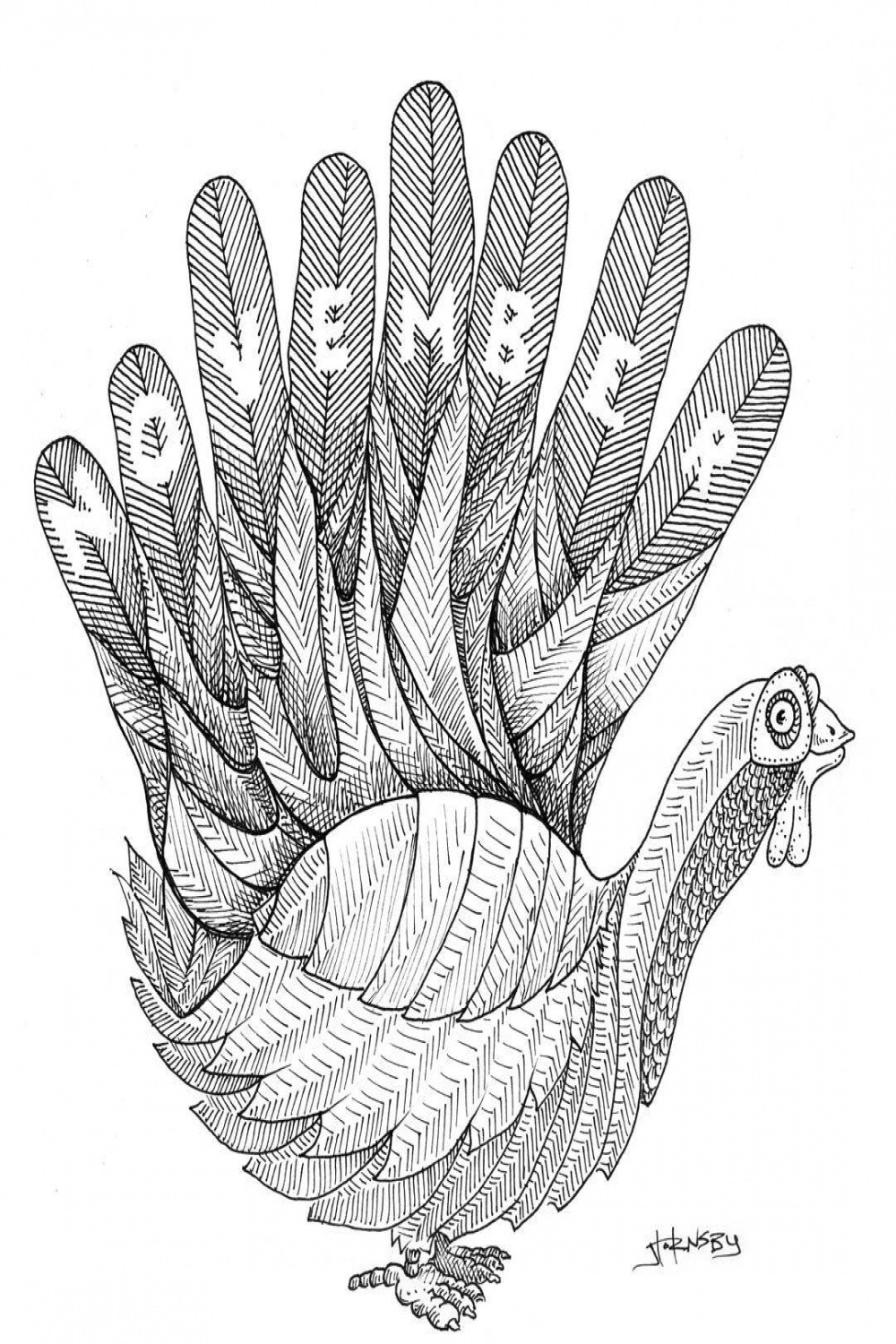 This wacky hand turkey is just one of  clever little drawings