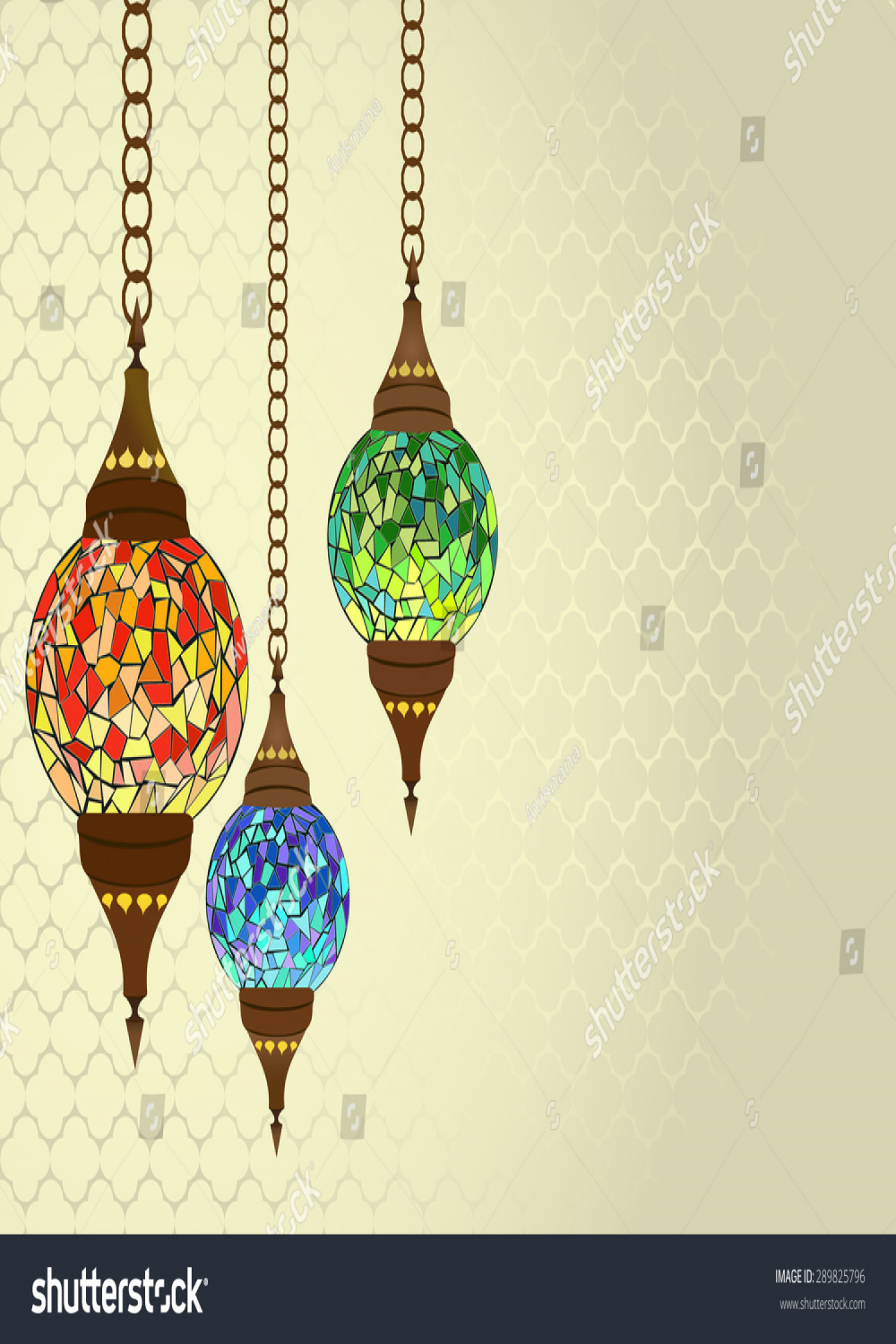 Three Colorful Traditional Turkish Lamps Stock Vector (Royalty