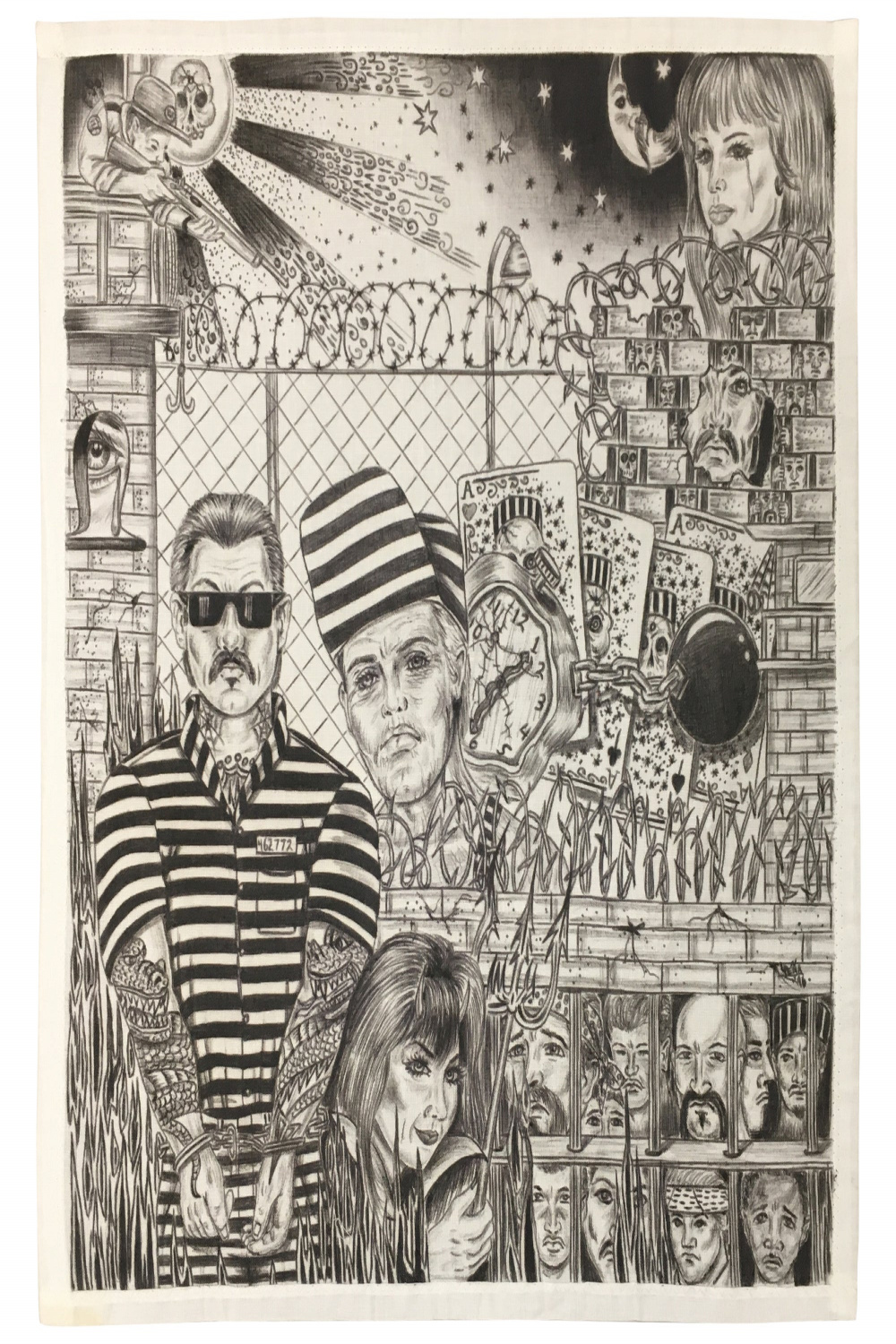 Three Related Paños Chicano Prison Art  Leonard Peña