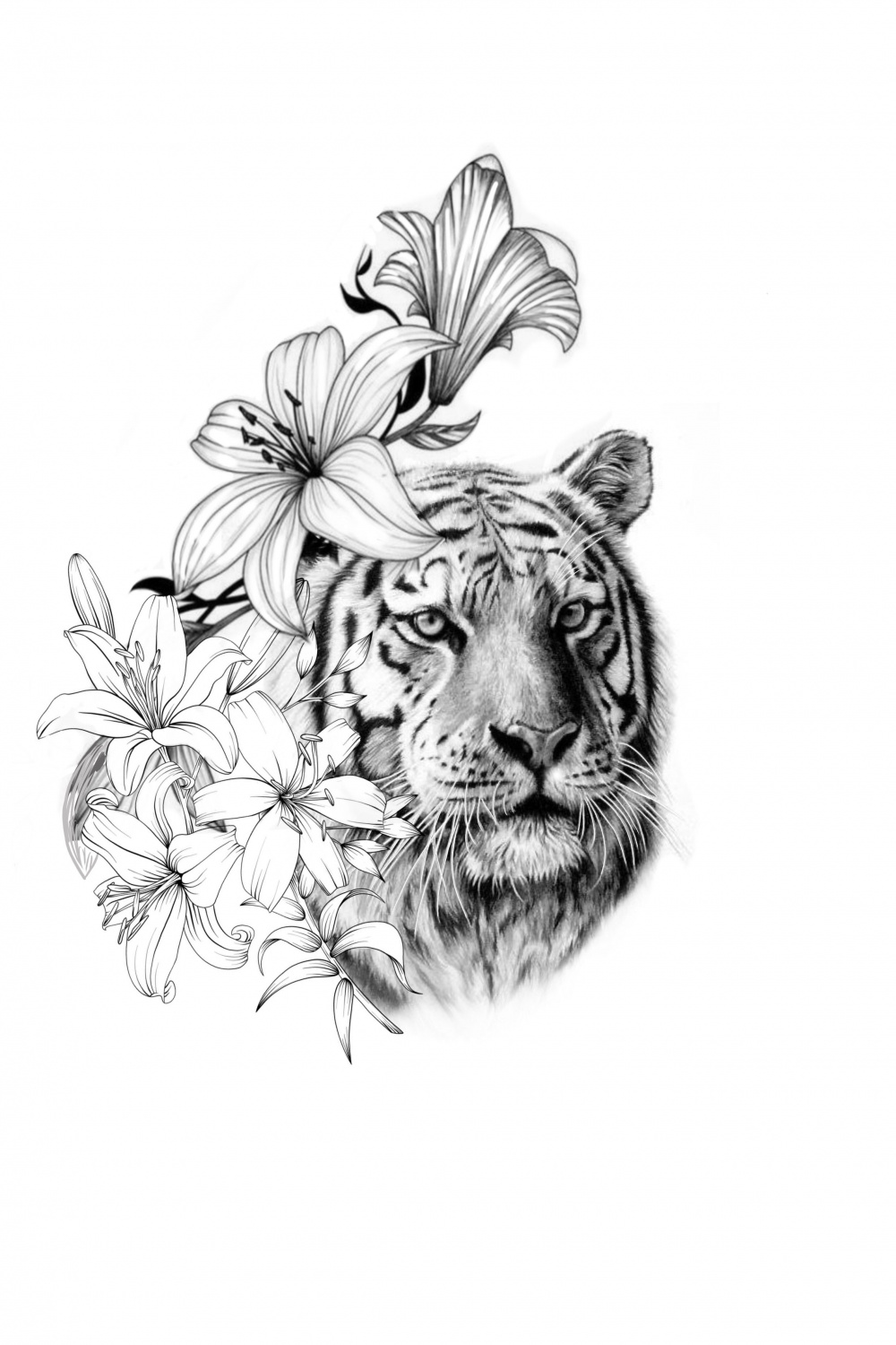 Tiger flowers  Tiger face tattoo, Tiger tattoo design, Tiger lily