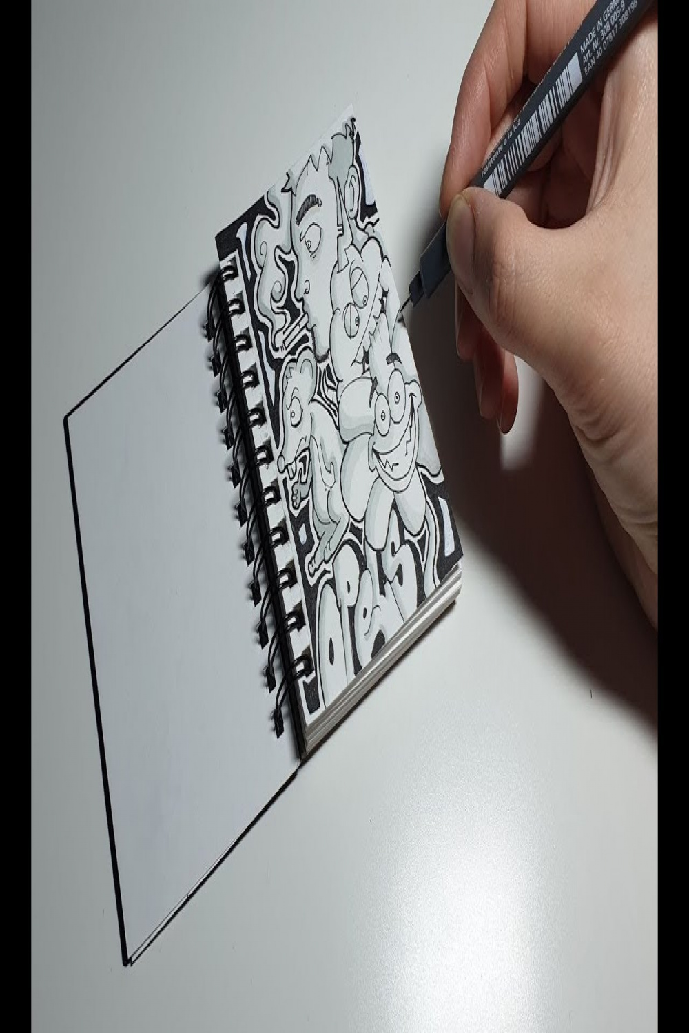 TINY Sketchbook Doodles with Black Pen Drawing