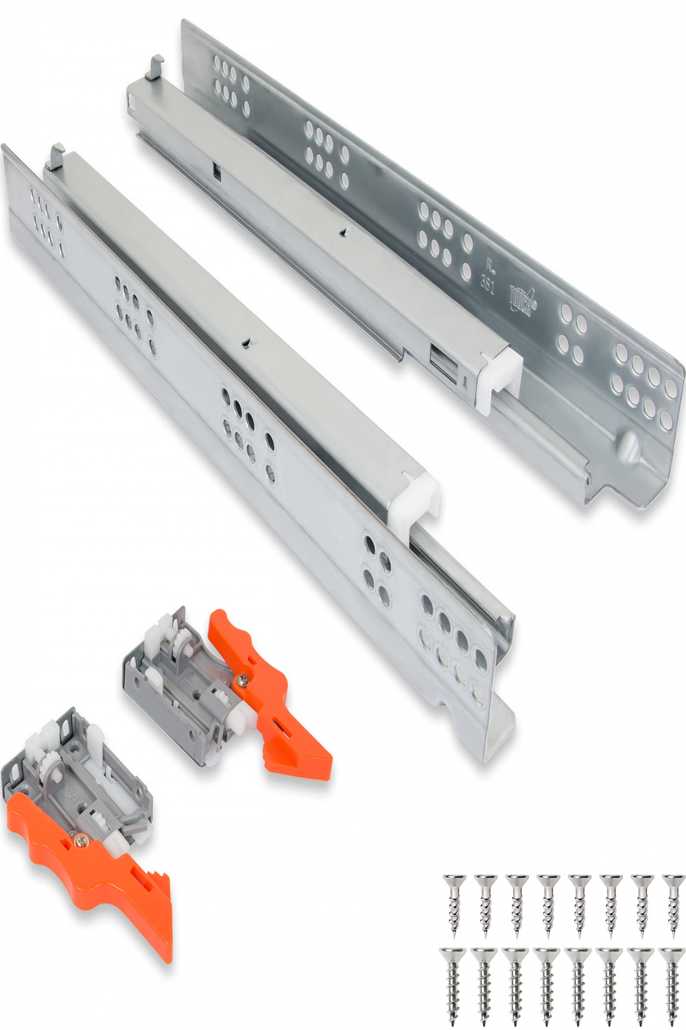 TOUCH /" Under Mount Drawer Runners ( Pairs ") Concealed Self Closing  Under/Bottom Drawer Runners Guide Rails 7lb Capacity D Adjustable Lock