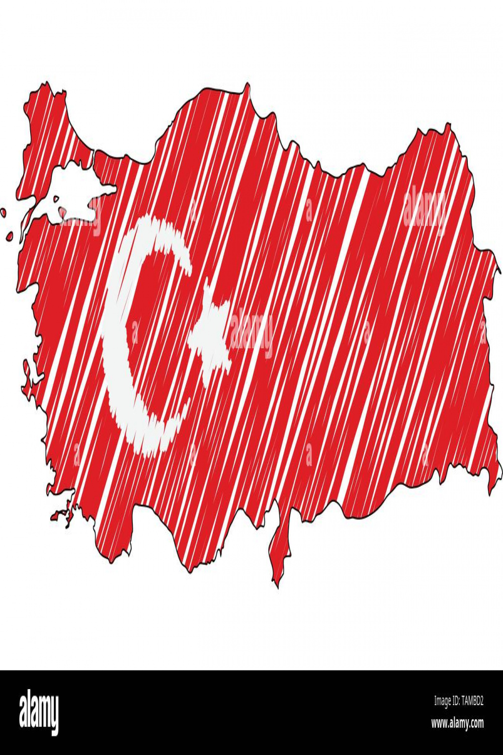 Turkey map hand drawn sketch
