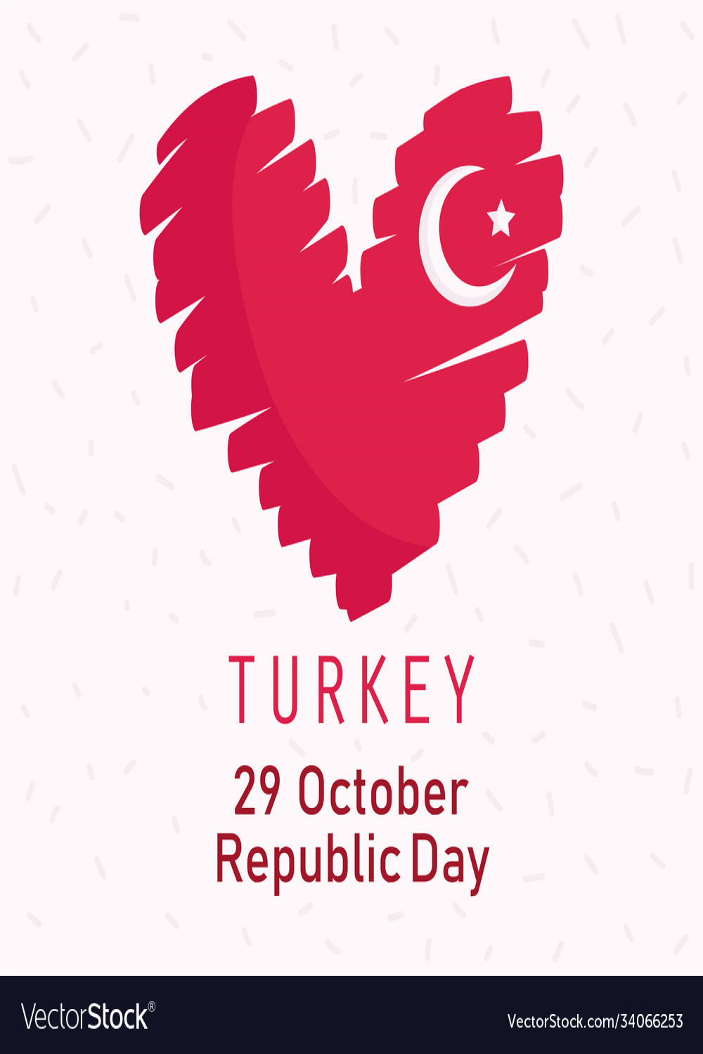 Turkey republic day flag shaped heart drawing Vector Image