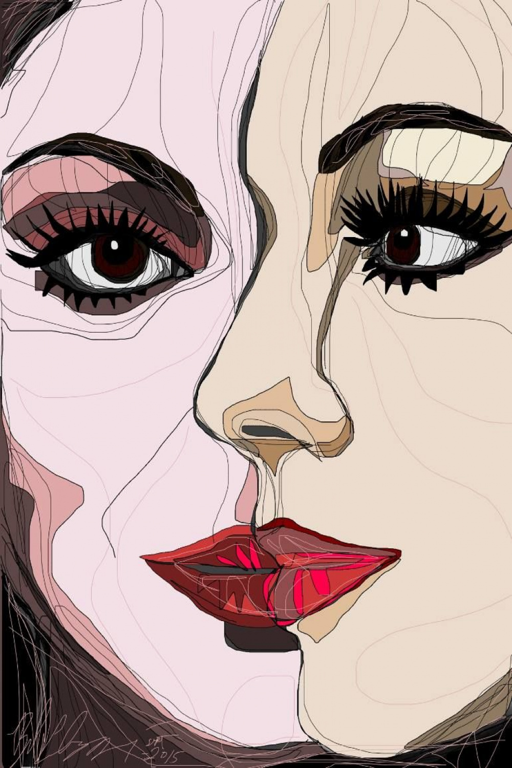 Two Faced Annie Drawing  Face drawing, Human face drawing, Drawings