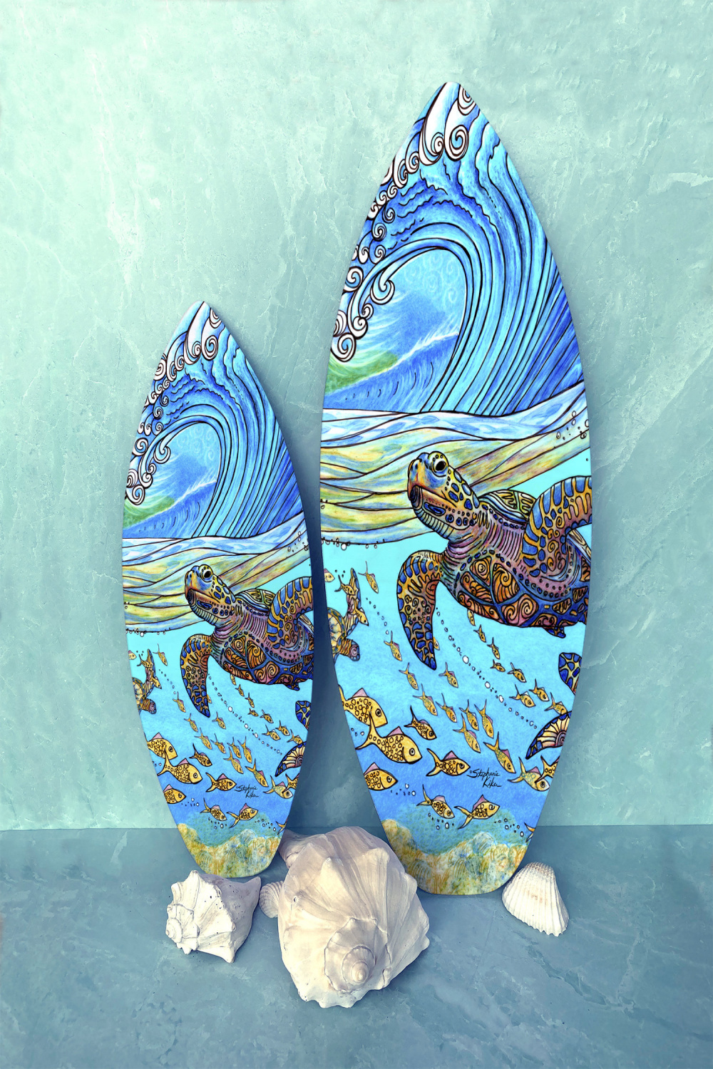 Under the Wave Turtles Surfboard Wall Art Surf Art Turtle - Etsy