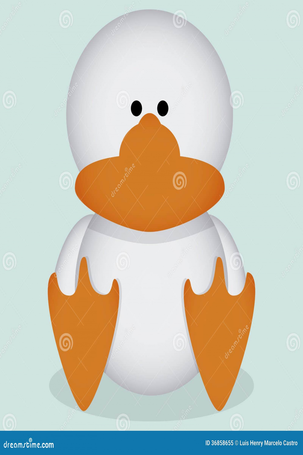 Vector Cartoon Cute White Duck Sitting Isolated Stock Illustration