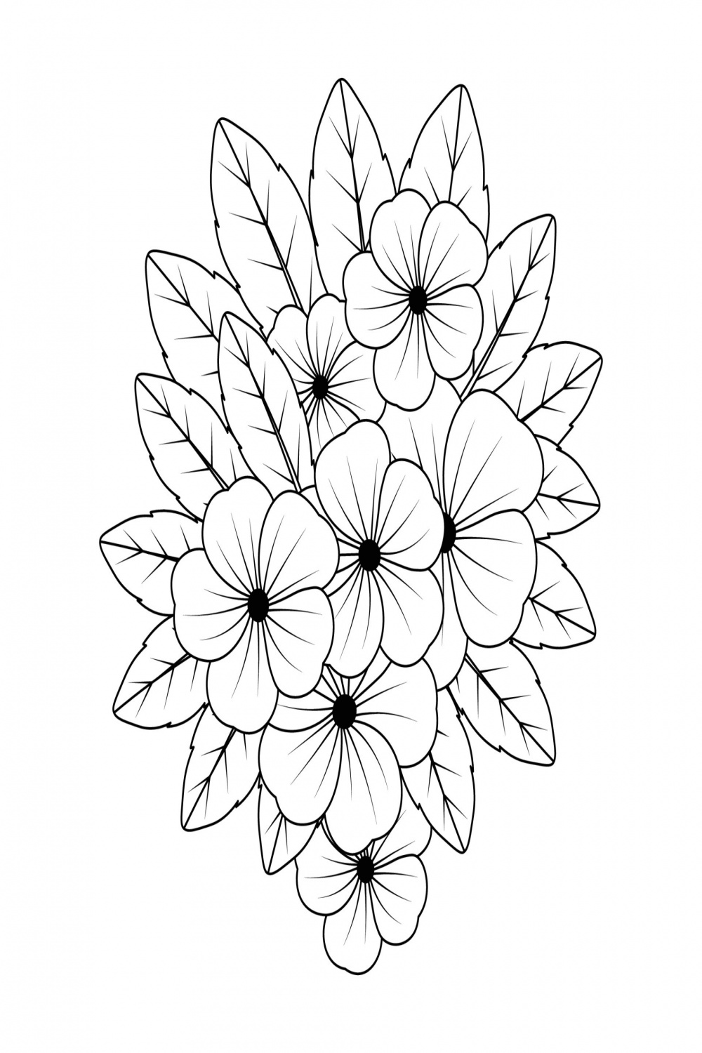 vector graphic line drawing flower of beautiful illustration in