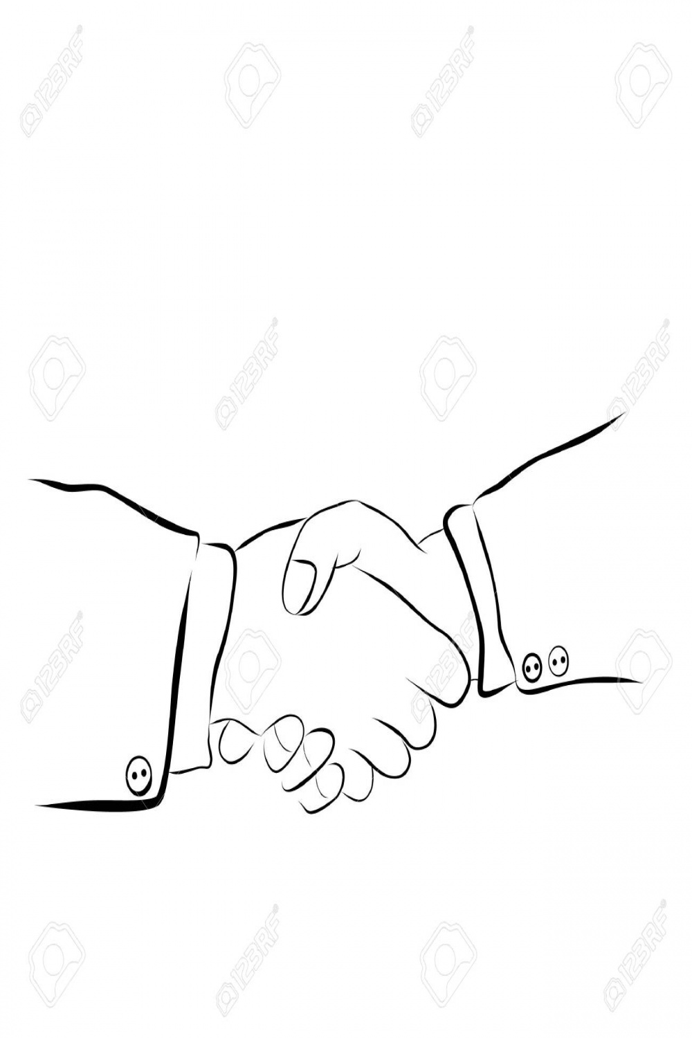Vector Hand Draw Sketch,  Man Handshaking Stock Photo, Picture