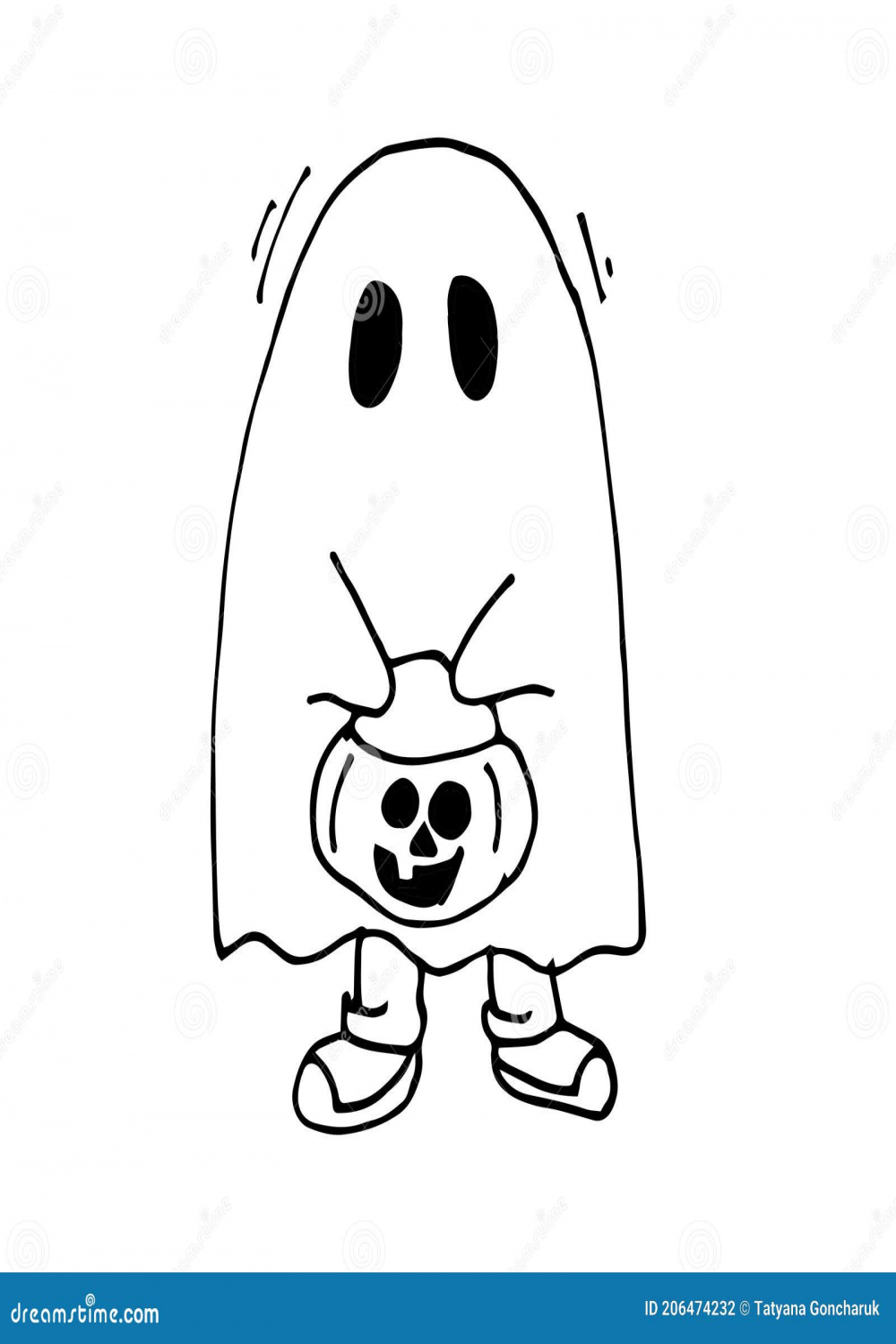 Vector Illustration in Doodle Style. Small Ghost