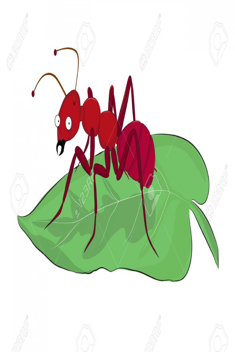Vector Illustration Of A Cute Ant Sitting And Smiling On A Big