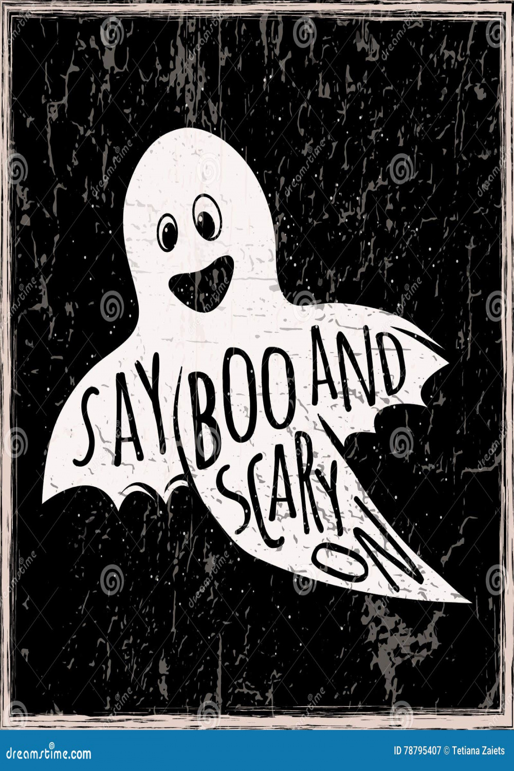 Vector Illustration of Halloween Ghost, Motivational Quote Stock