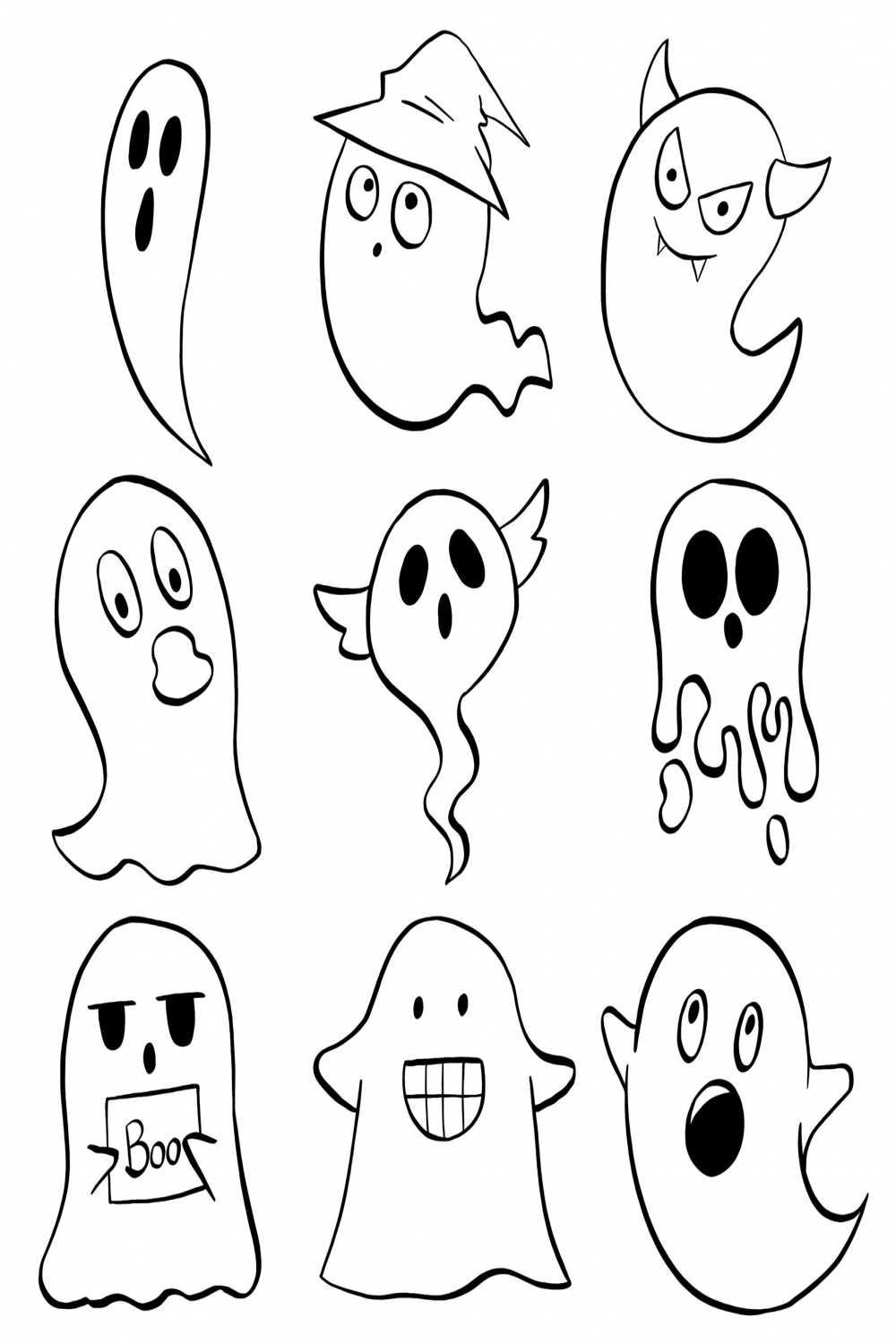 Vector illustration of Halloween Little Ghost cartoon line on