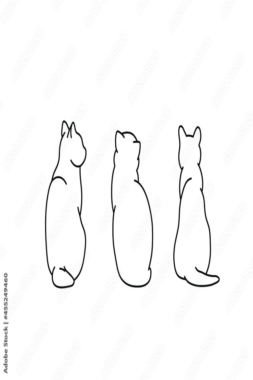 Vector isolated cat back set line drawing