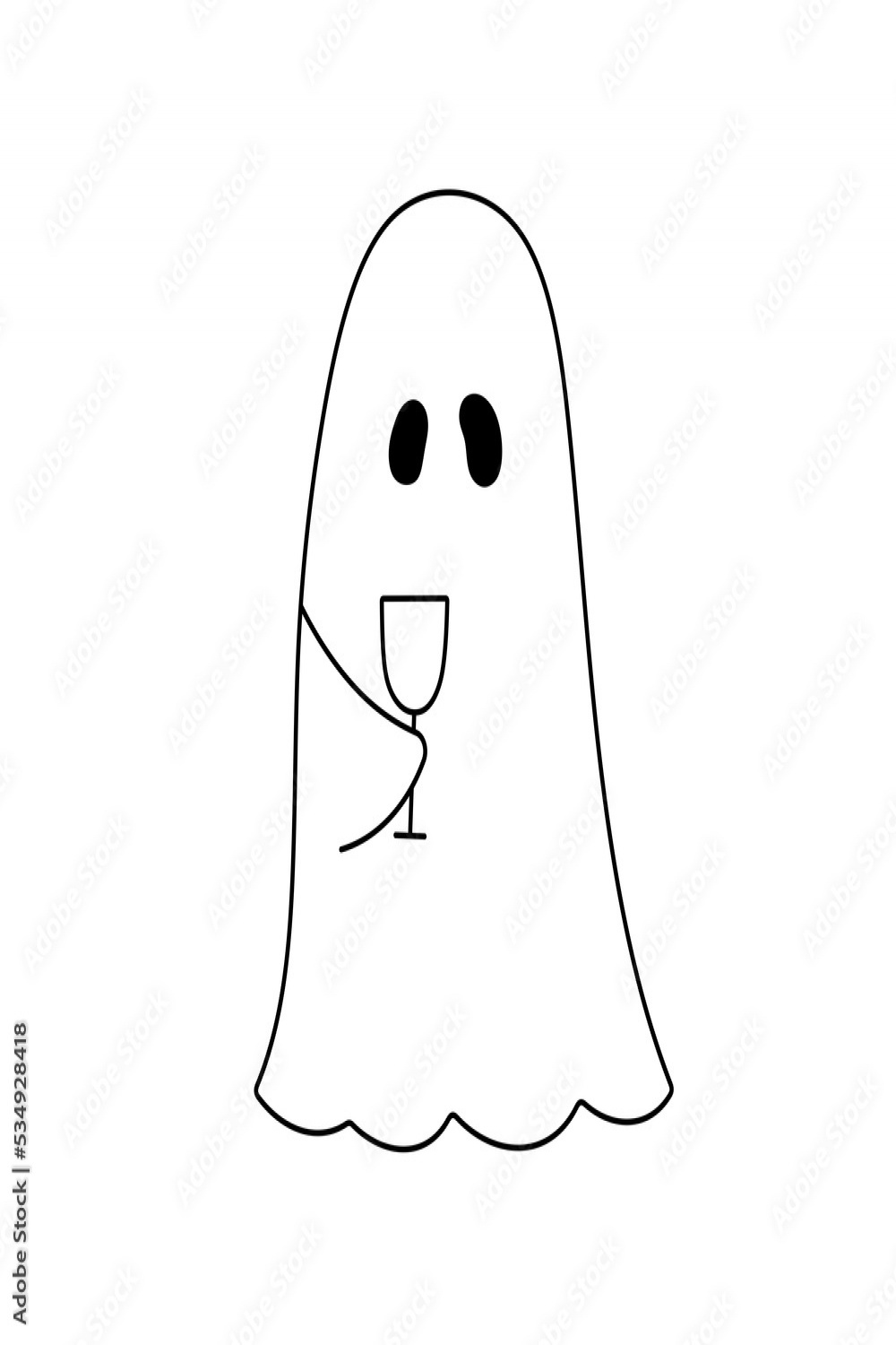 Vector isolated cute cartoon sad ghost under white sheet with