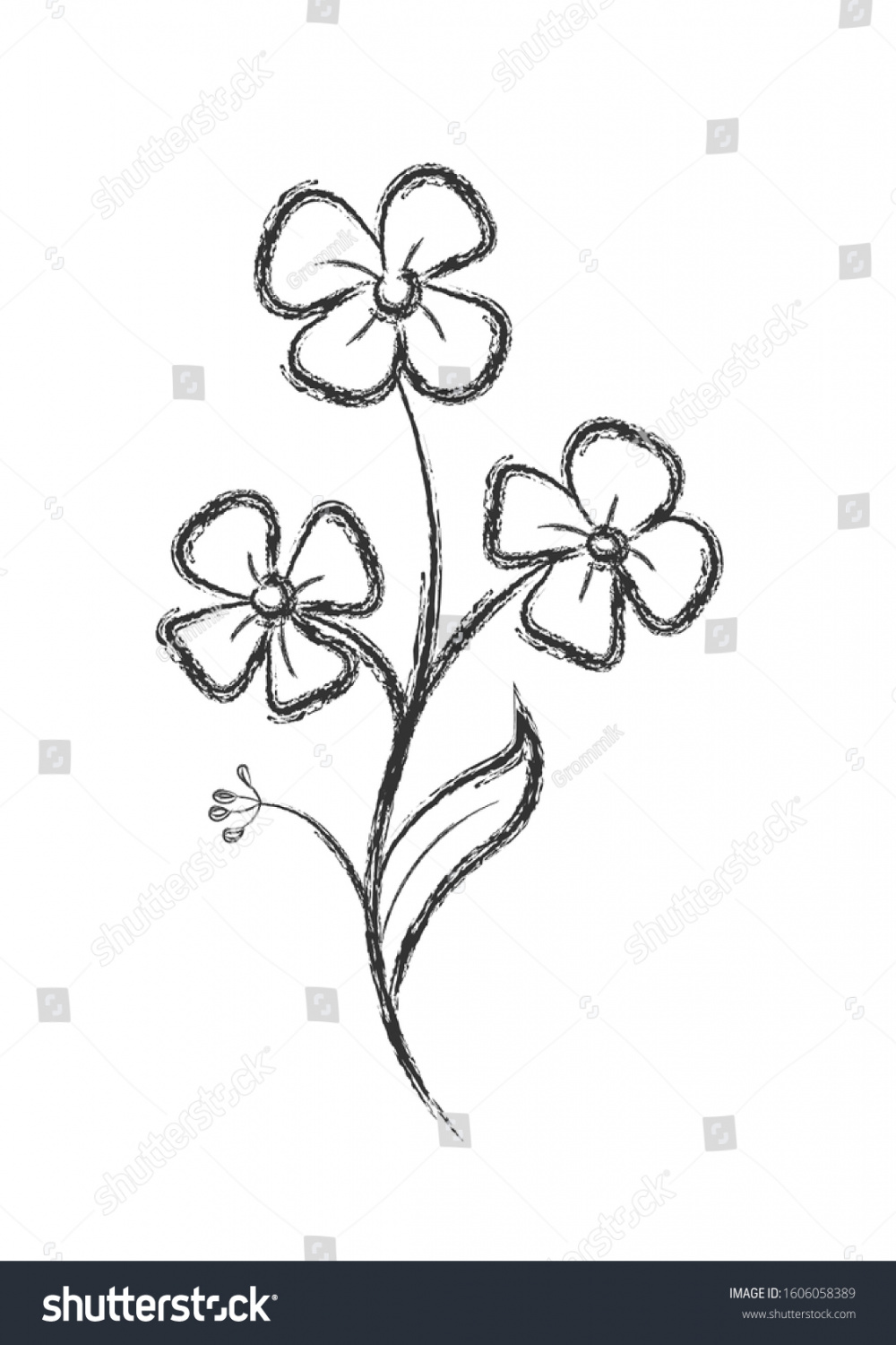Vector Pencil Sketch Flower Sticky Notes Stock Vector (Royalty