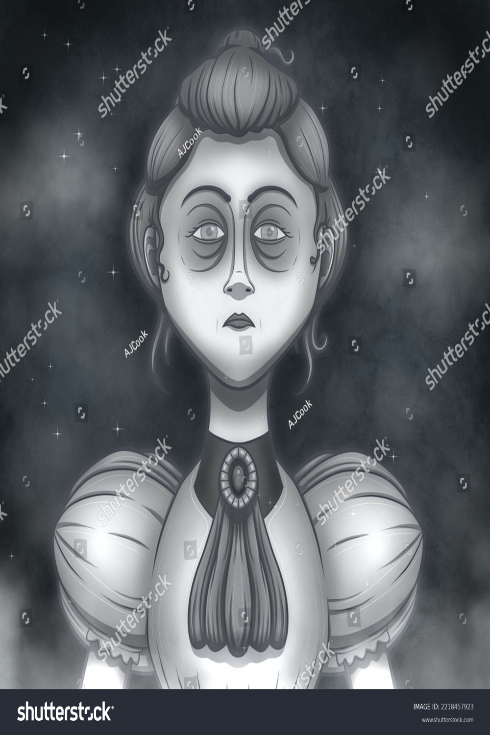 Victorian Ghost Spirit Cartoon Illustration Stock Illustration