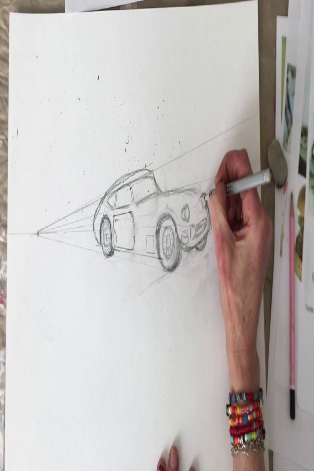 Vintage Toyota Sports Car Drawing Tutorial Using One-Point Perspective