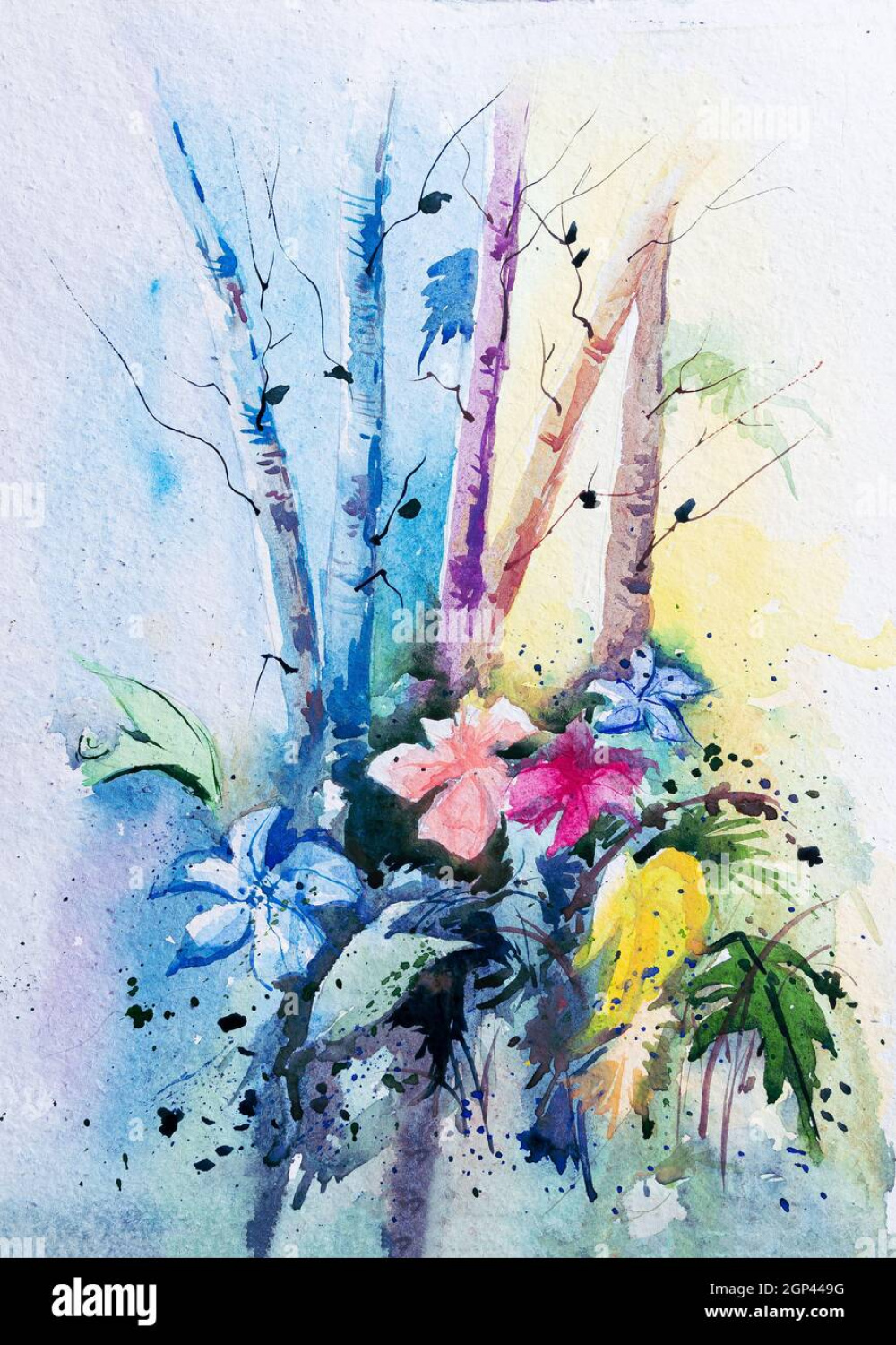 Watercolor flower painting hi-res stock photography and images - Alamy