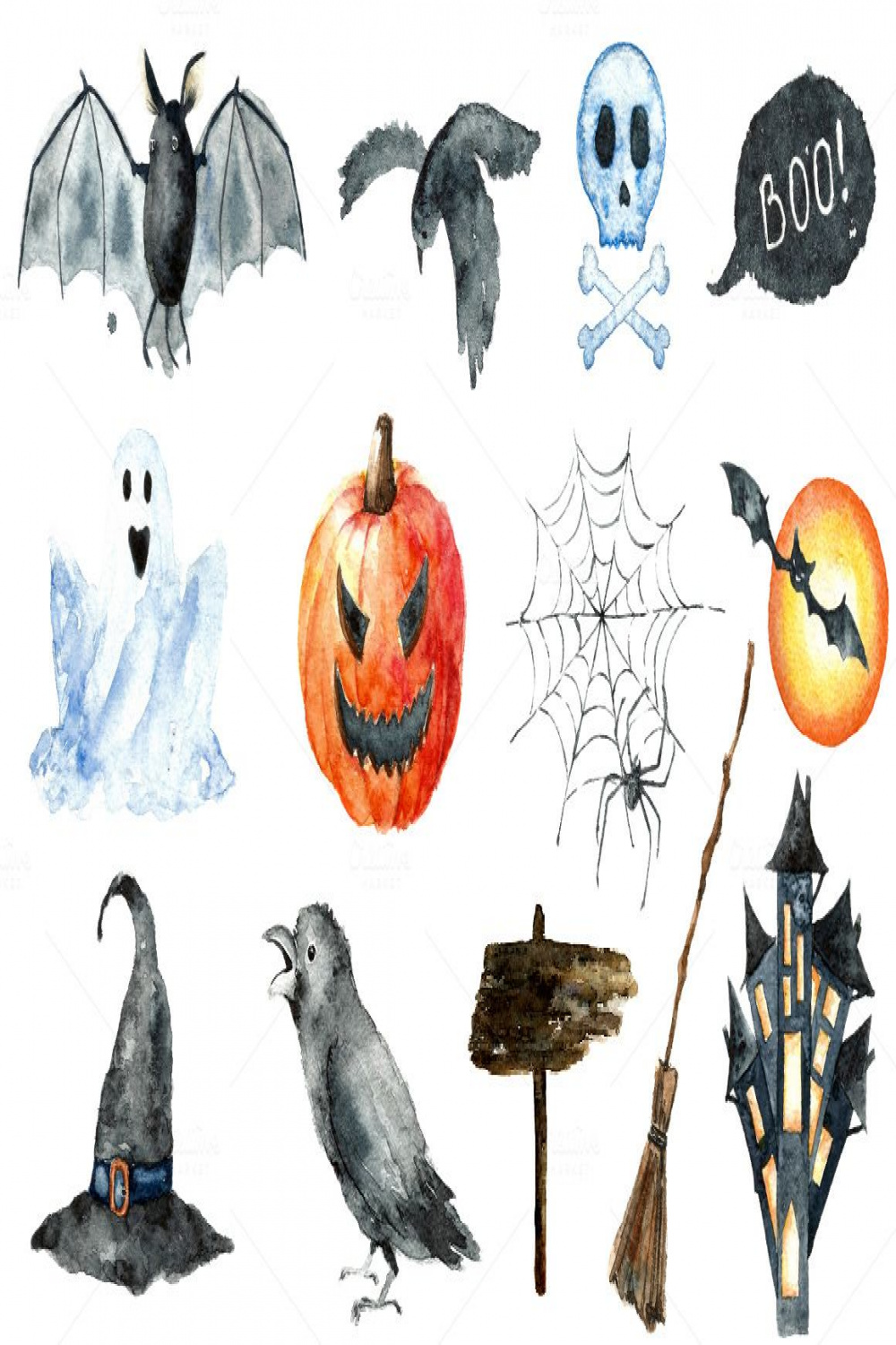Watercolor Halloween set in   Halloween painting, Halloween