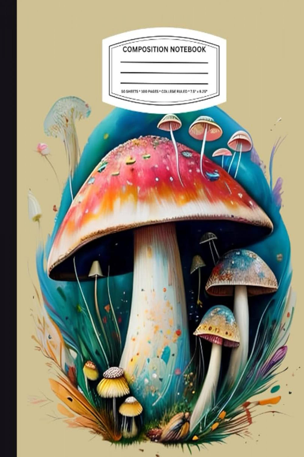 Whimsical Mushroom Art Aesthetic Non Spiral Composition Notebook Journal,  Cute Vintage Mushroom Aesthetic Painting For Students, Professionals,