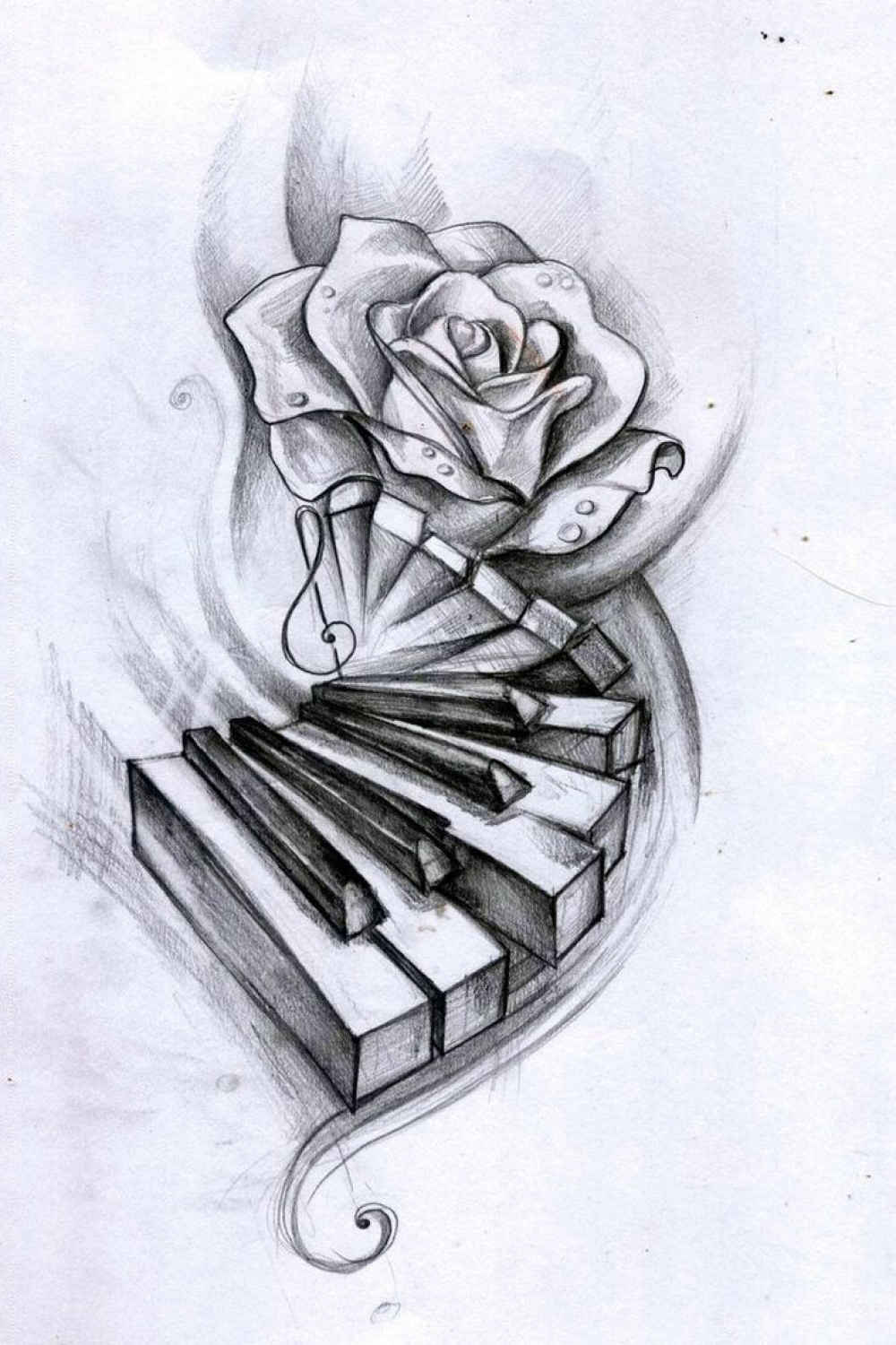 white rose by ArtOfAsthar  Drawings, Music tattoo designs, Art