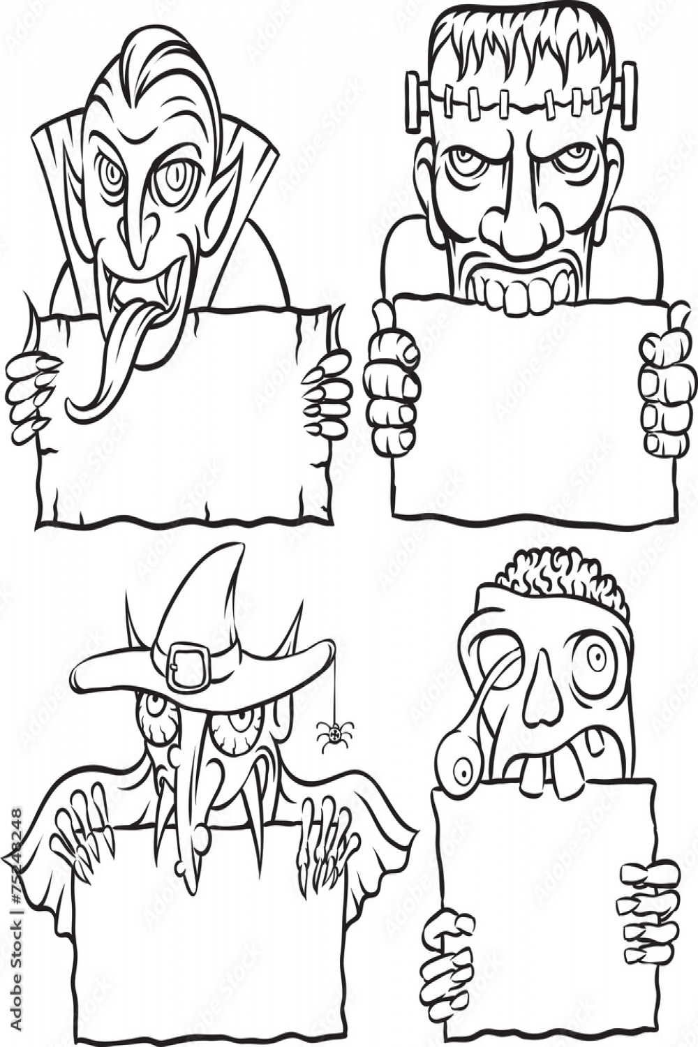 whiteboard drawing - Halloween monsters and vampires Stock