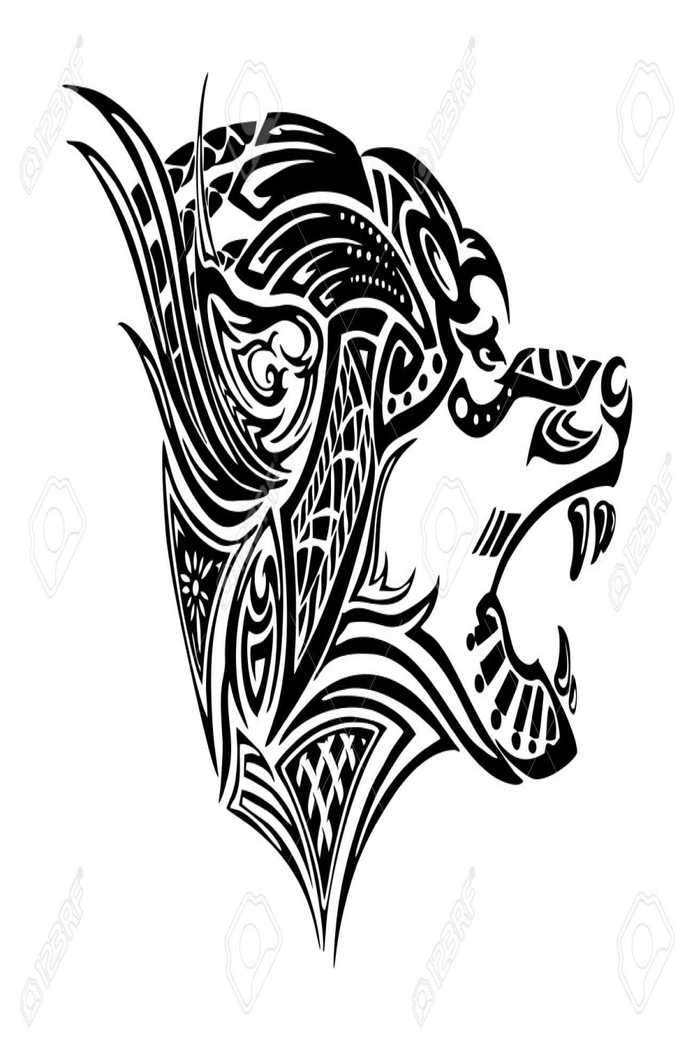 Wolf Seite Kopf Design Für Viking Celtic Illustration Motiv Tattoo