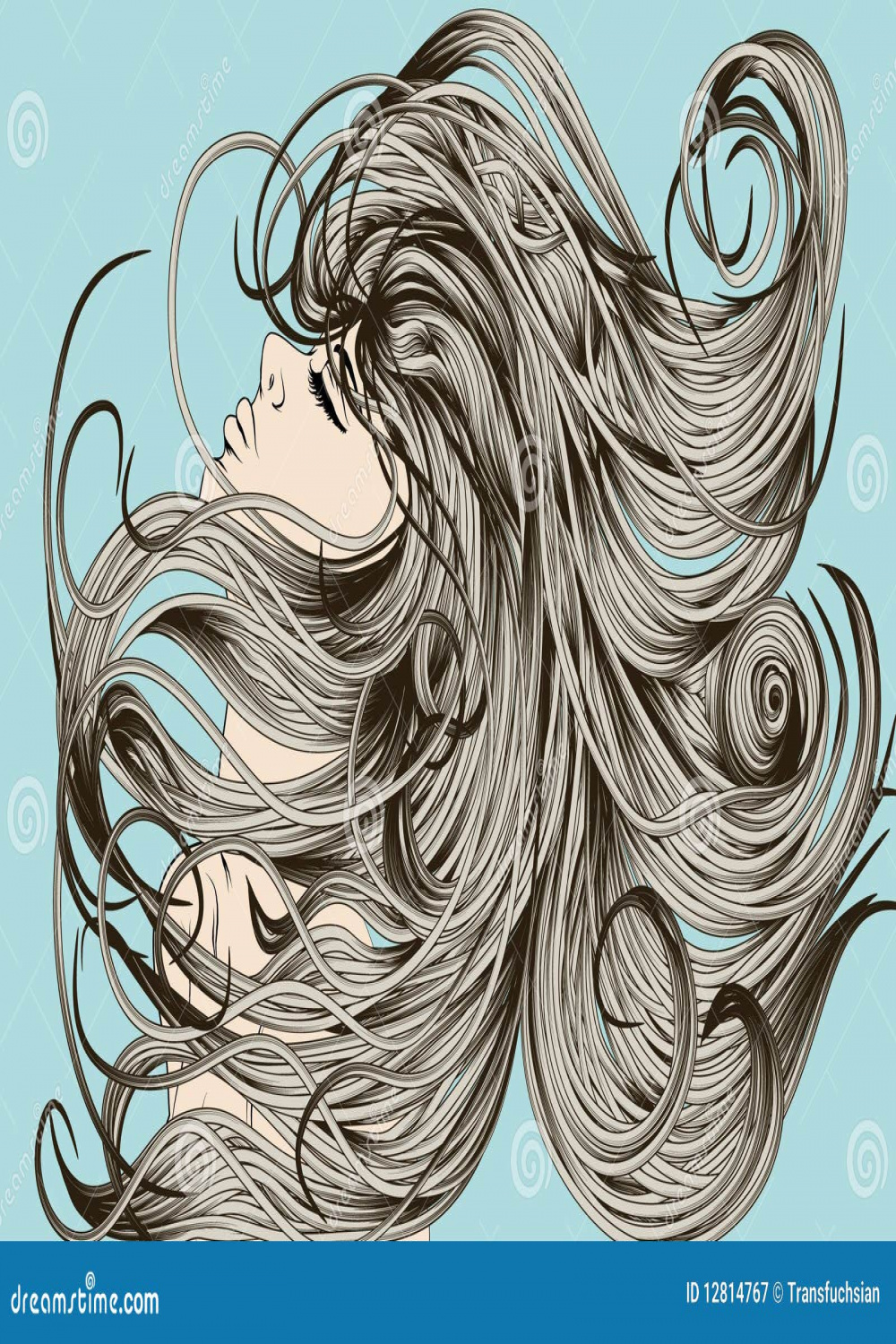 Woman S Face Flipping Detailed Hair Stock Vector - Illustration of