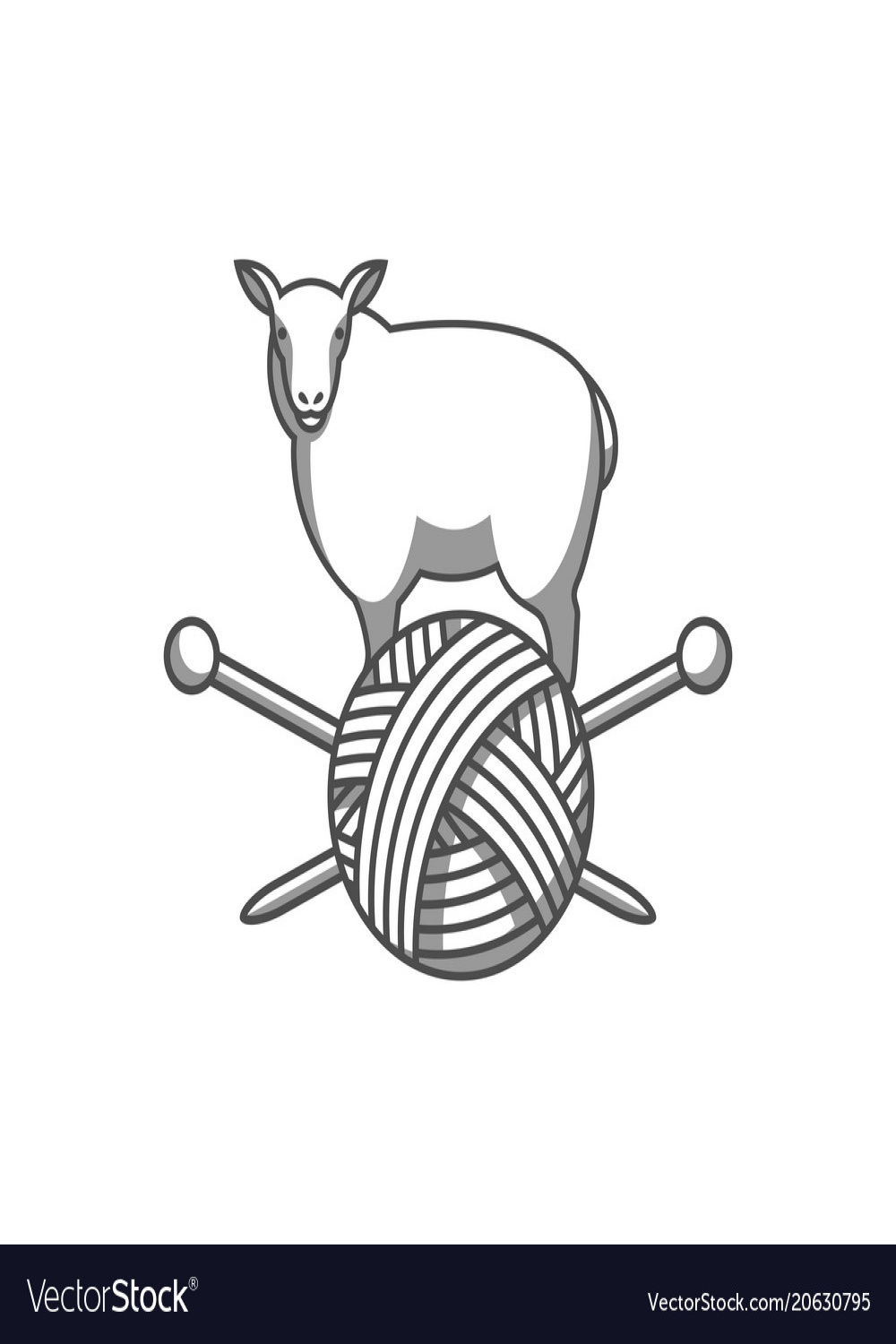 Wool emblem with sheep tangle of yarn Royalty Free Vector