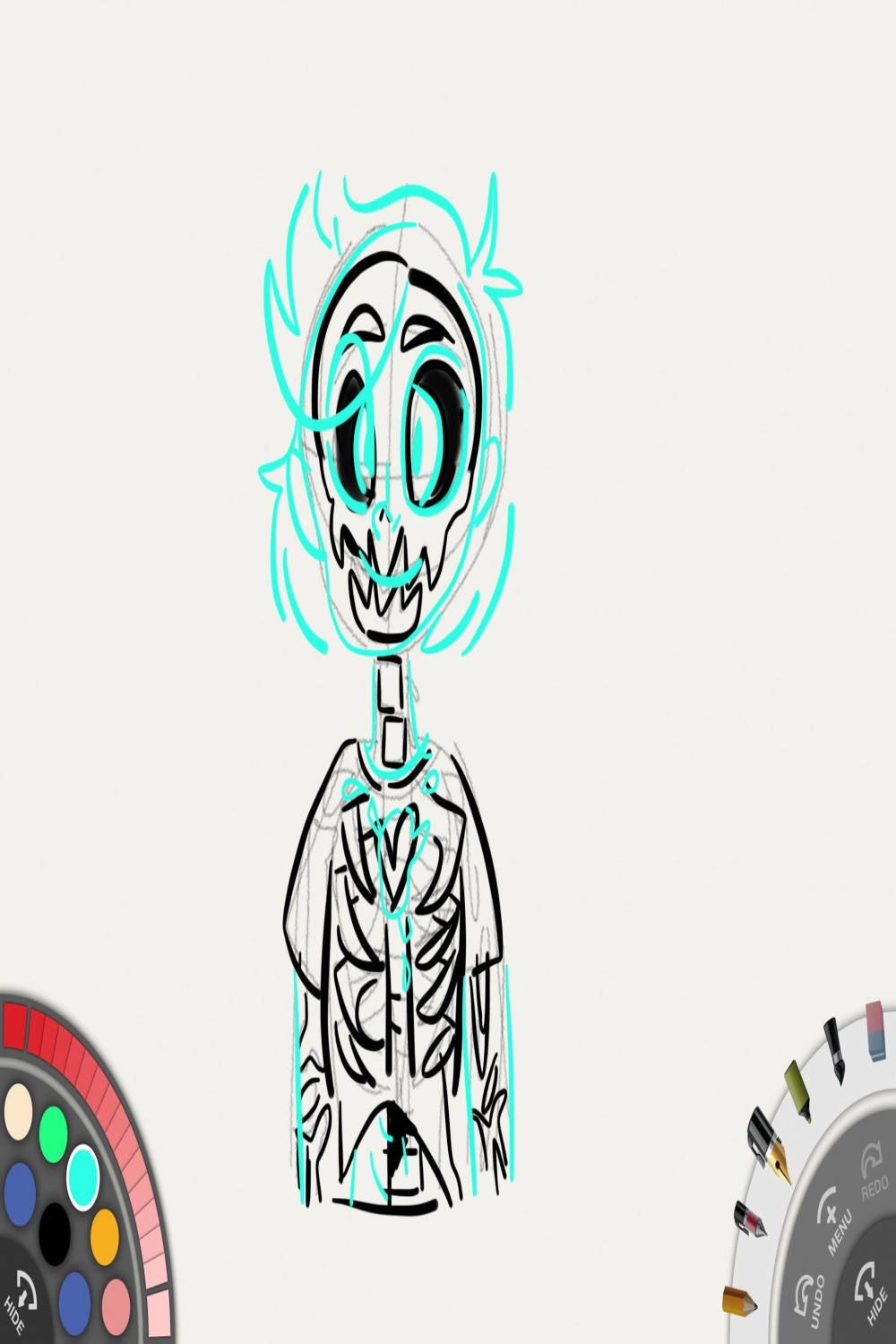 Working on a new skeleton/ ghost OC  Cartoon art styles, Skeleton