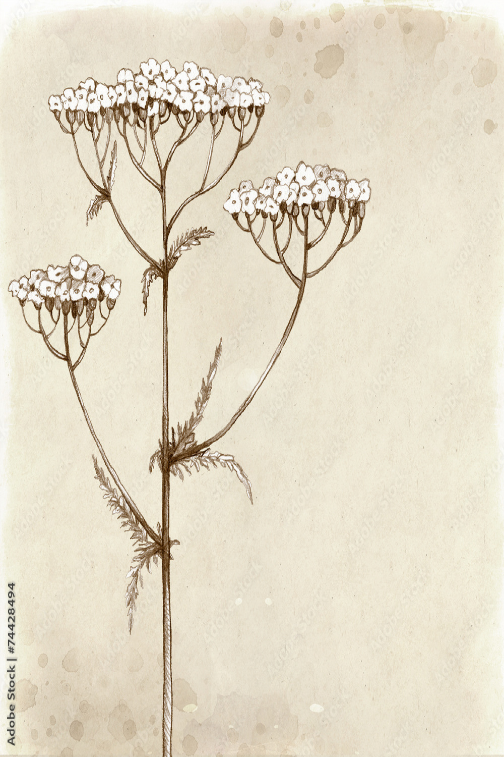 Yarrow flower drawing