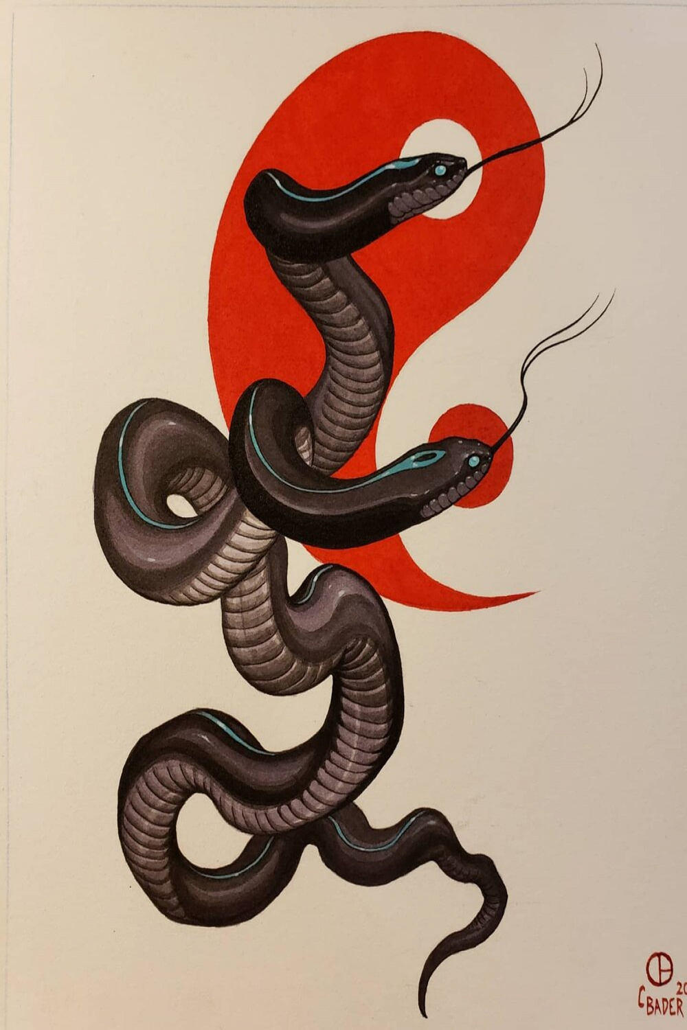 Yin Yang Snake — Artwork by Cody Bader