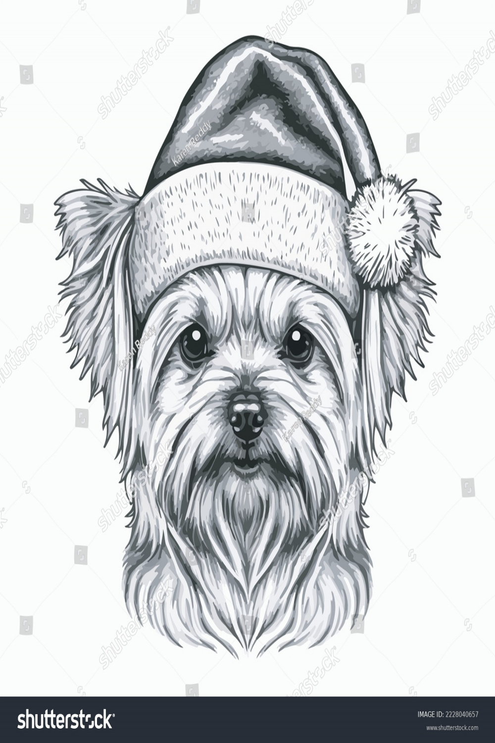 Yorkie Christmas Art Images, Stock Photos, D objects