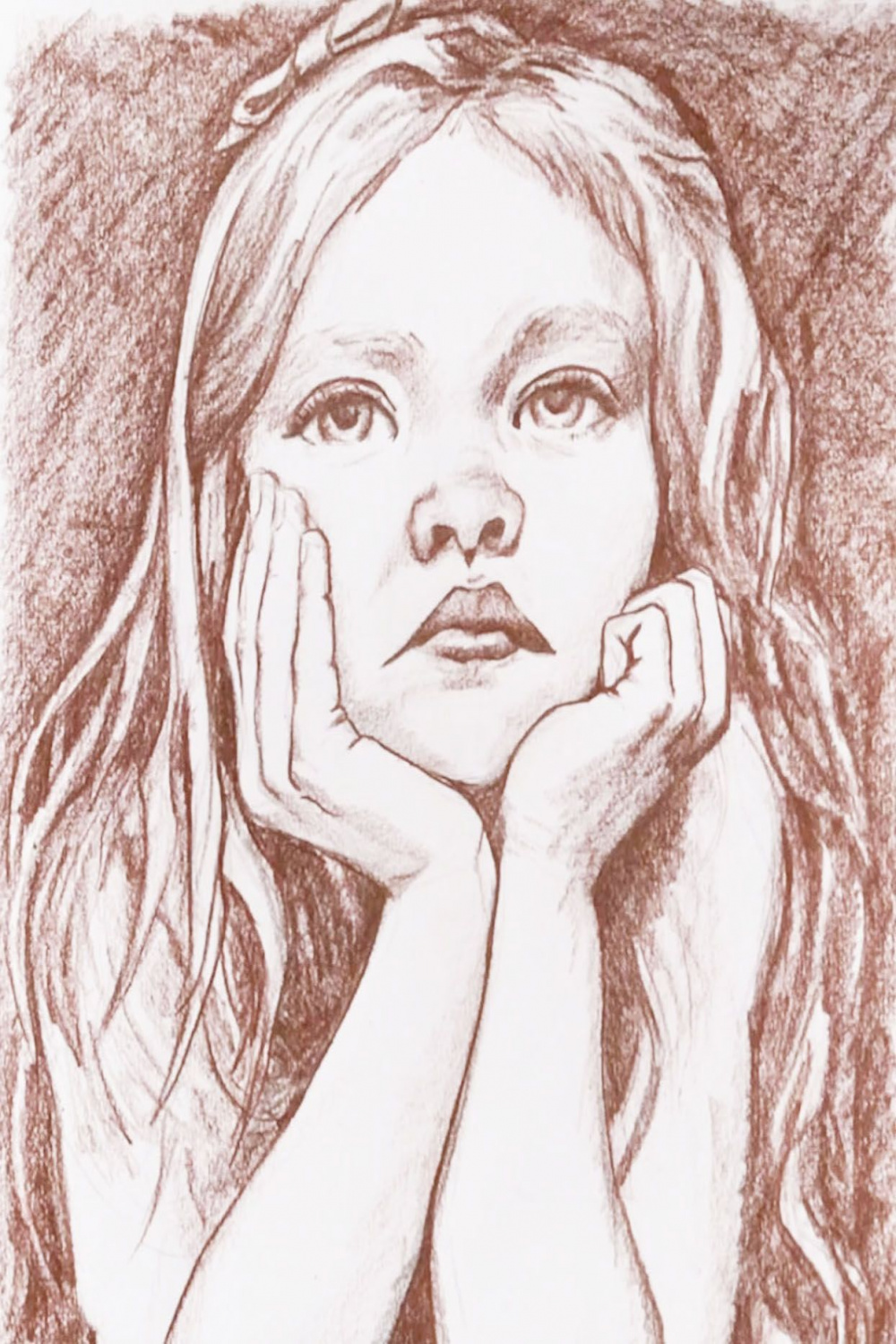 Young Face and Hands Sketch  Drawings, Person drawing, Face drawing