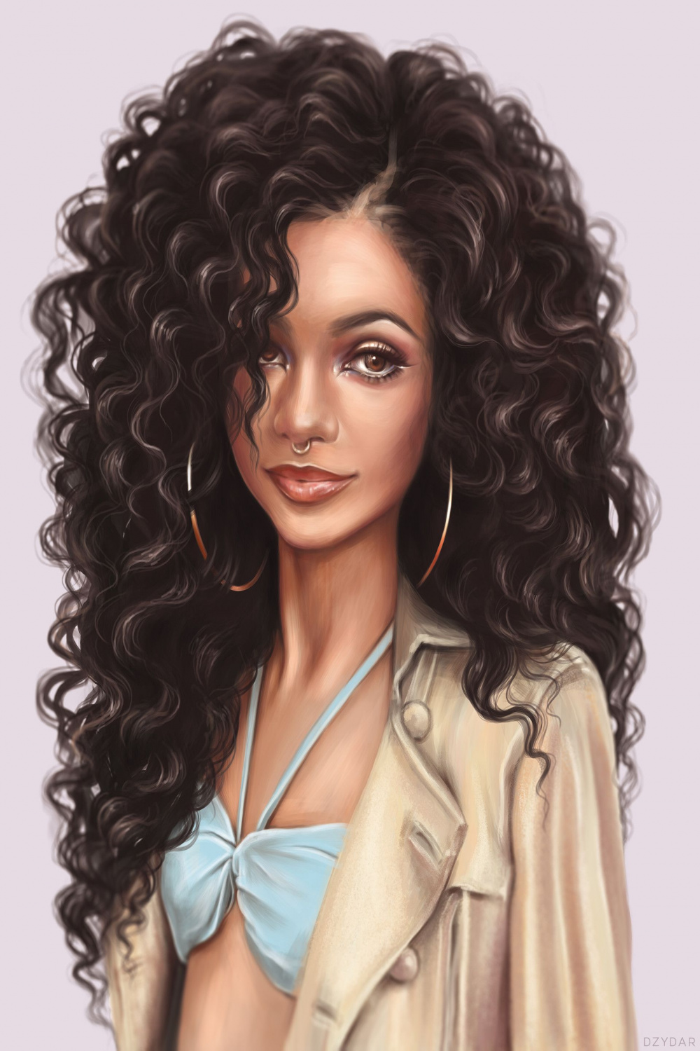 Zendaya  Curly hair drawing, How to draw hair, Hair illustration