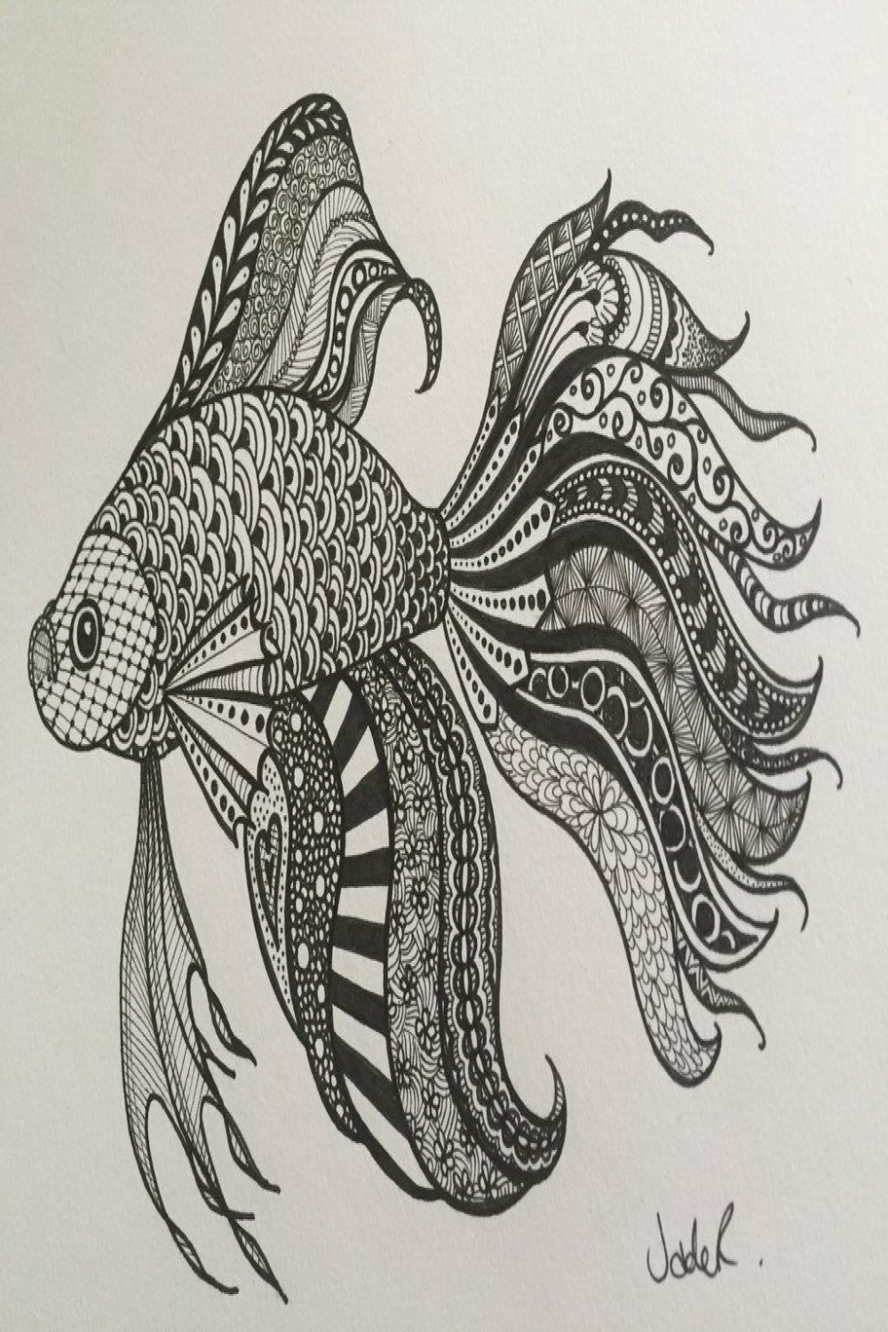 Zentangle Fighting Fish by Bulletproof.deviantart