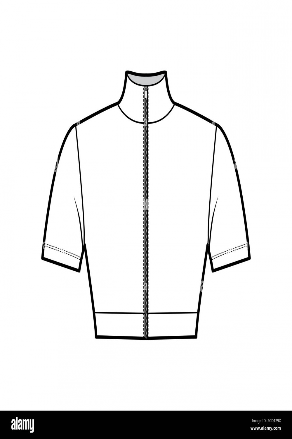 Zip-up cropped turtleneck jersey sweater technical fashion