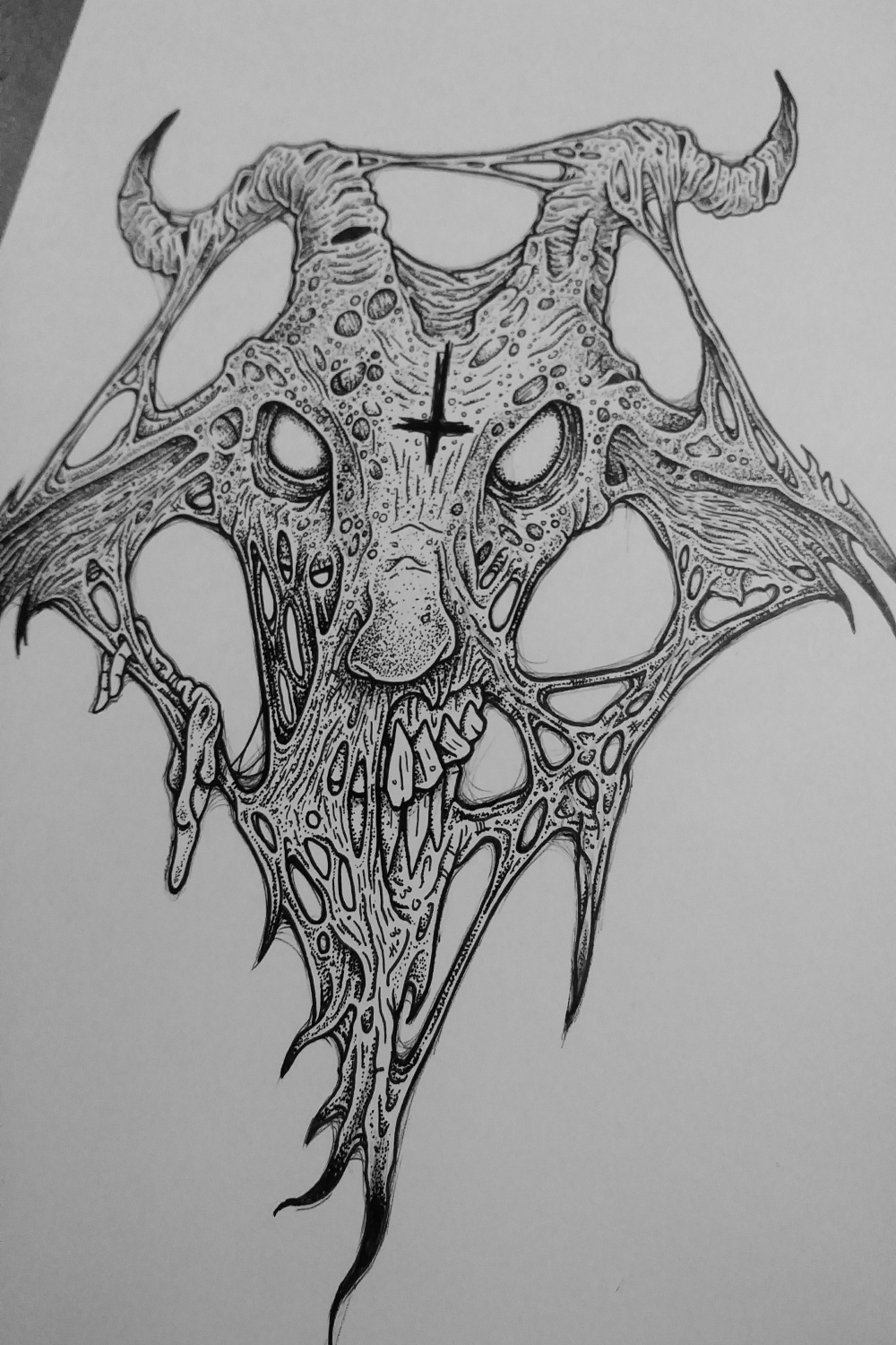 Zombie goat head : r/drawing