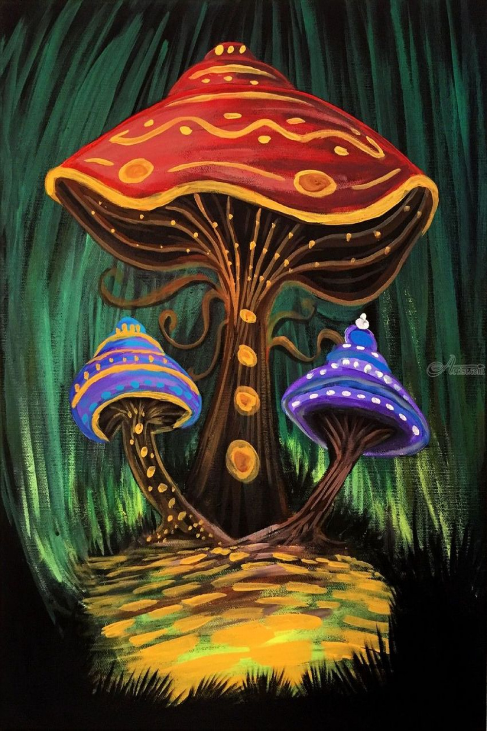A Mushroom World Paintings by adam santana - Artist