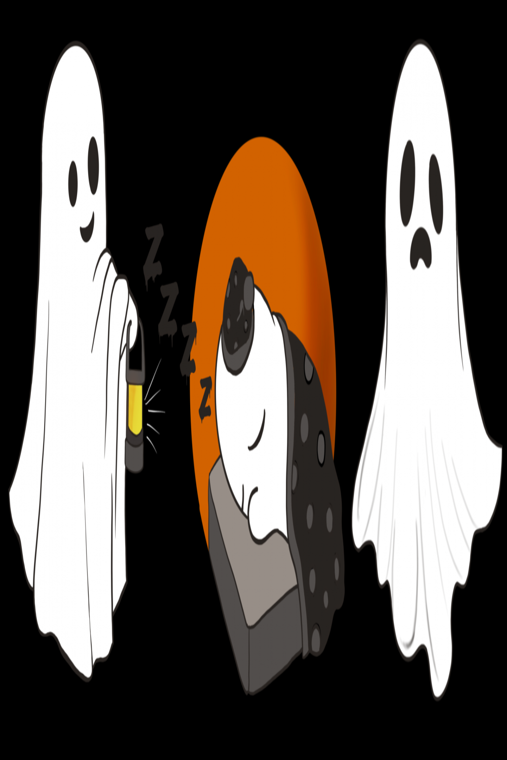 A set of three Cute ghost sheet with  characters and feeling
