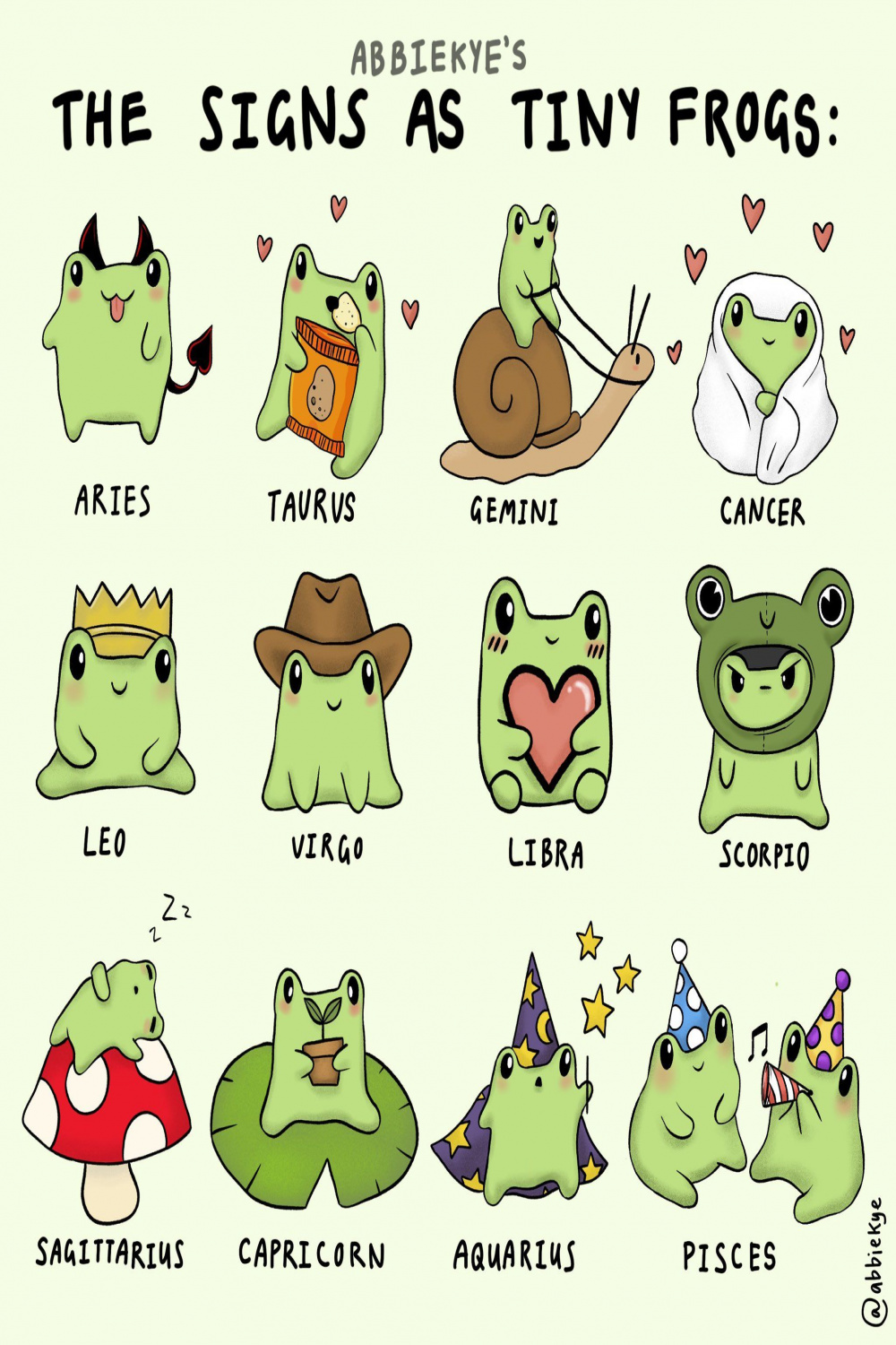 Abbie on Twitter  Frog drawing, Zodiac signs funny, Zodiac signs