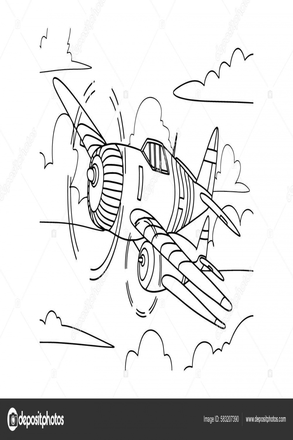 Airplane Drawing Line Art Vector Illustration Coloring Book