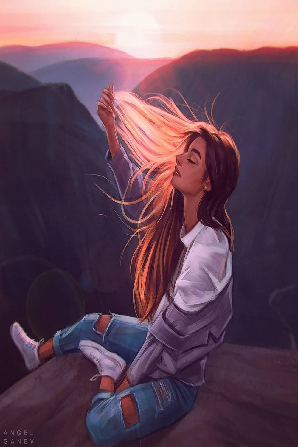 Angel Ganev on Instagram: Sunset Hair~ In love with painting more