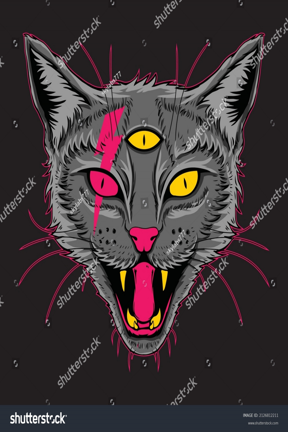 Angry Evil Cat Drawing Vector Stock Vector (Royalty Free