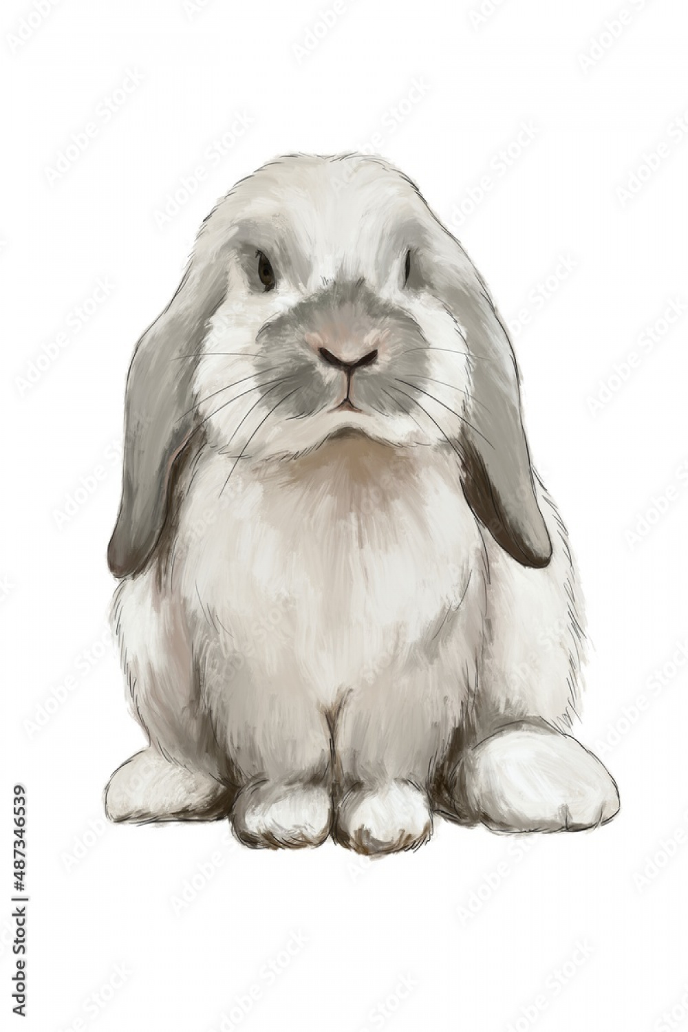 animal and nature sketch cute little fluffy rabbit digital drawing