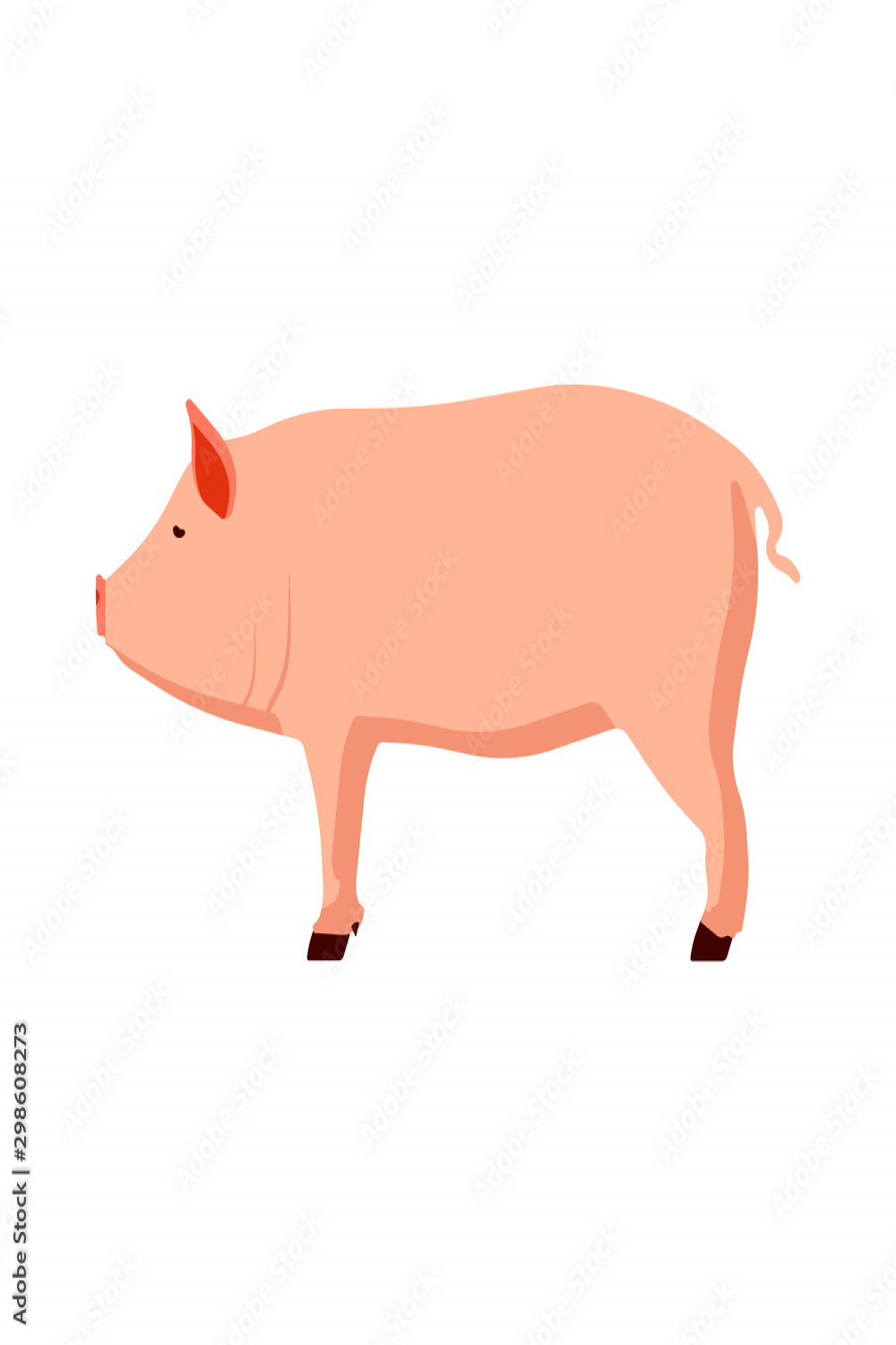 Animal pink pig vector illustration side view cartoon design
