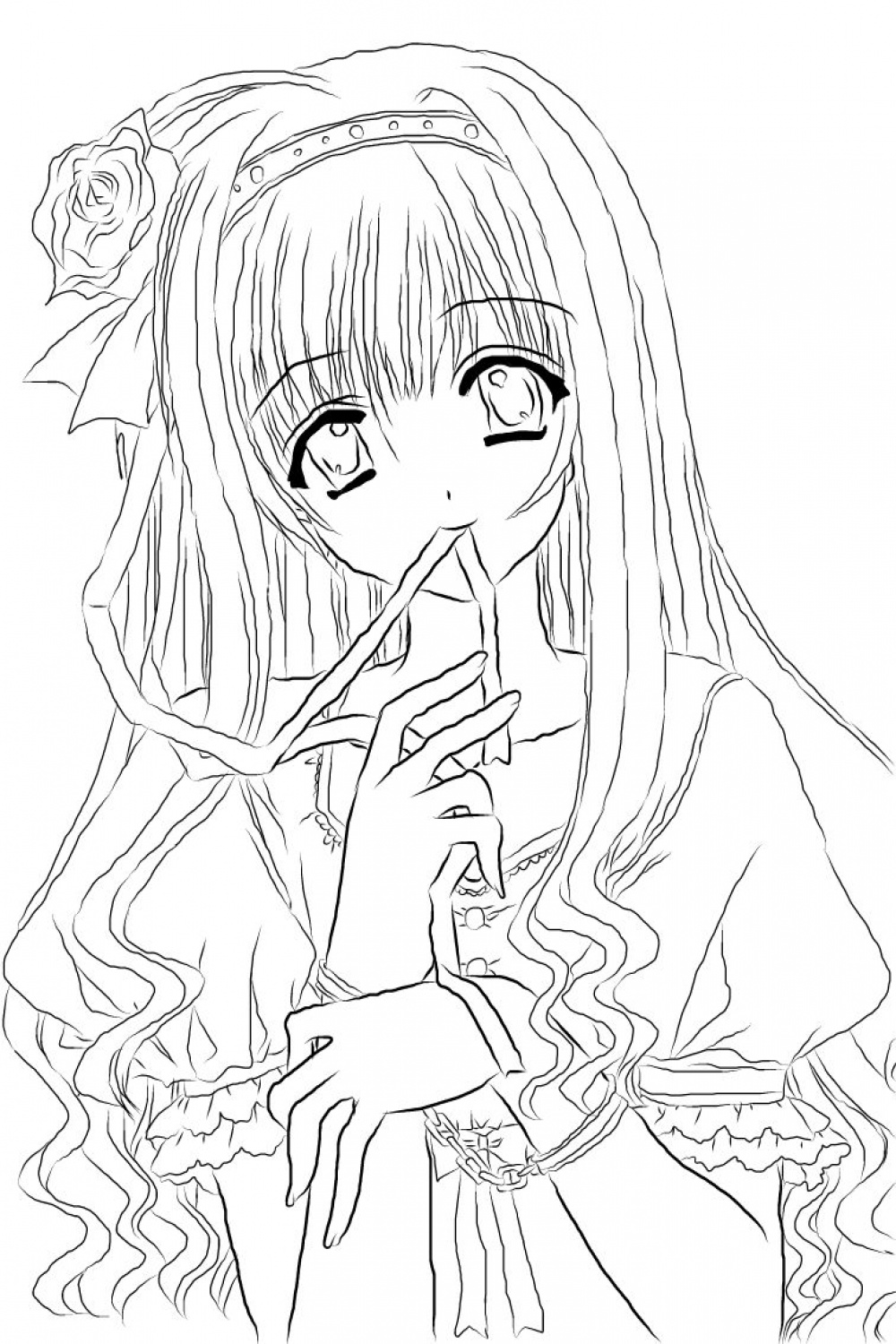 anime girl  Boyama sayfaları, Çizimler, Tablolar