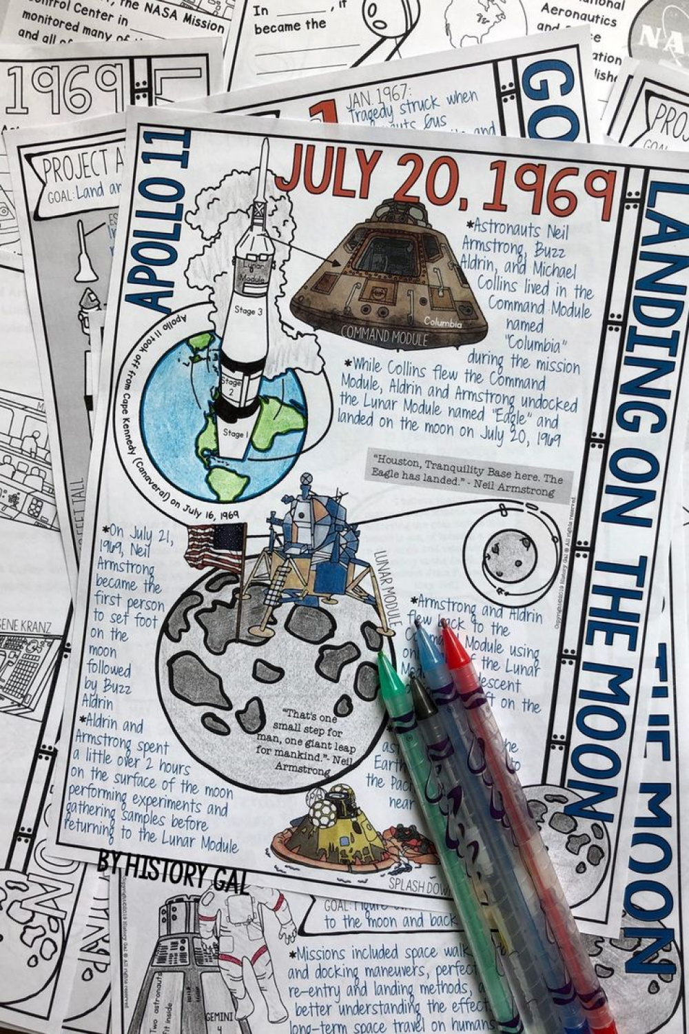 Apollo  Moon Landing Doodle Notes and Digital Guided Notes  Ecole