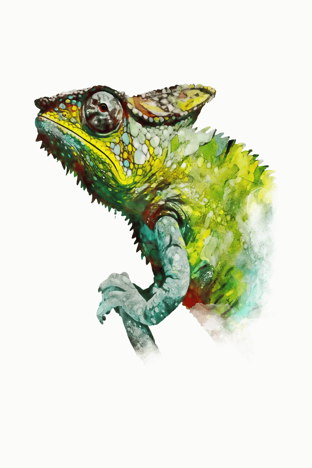 ArtStation - Colorful Chameleon Watercolor Painting Portrait